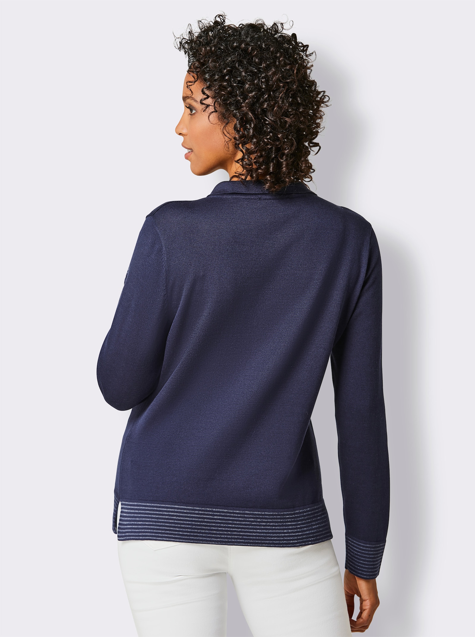 CREATION L PREMIUM Polopullover aus mercerisierter Baumwolle - marine