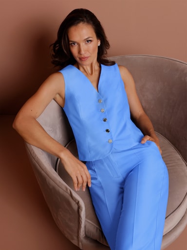 CREATION L PREMIUM Anzugweste mit edler Seide - himmelblau