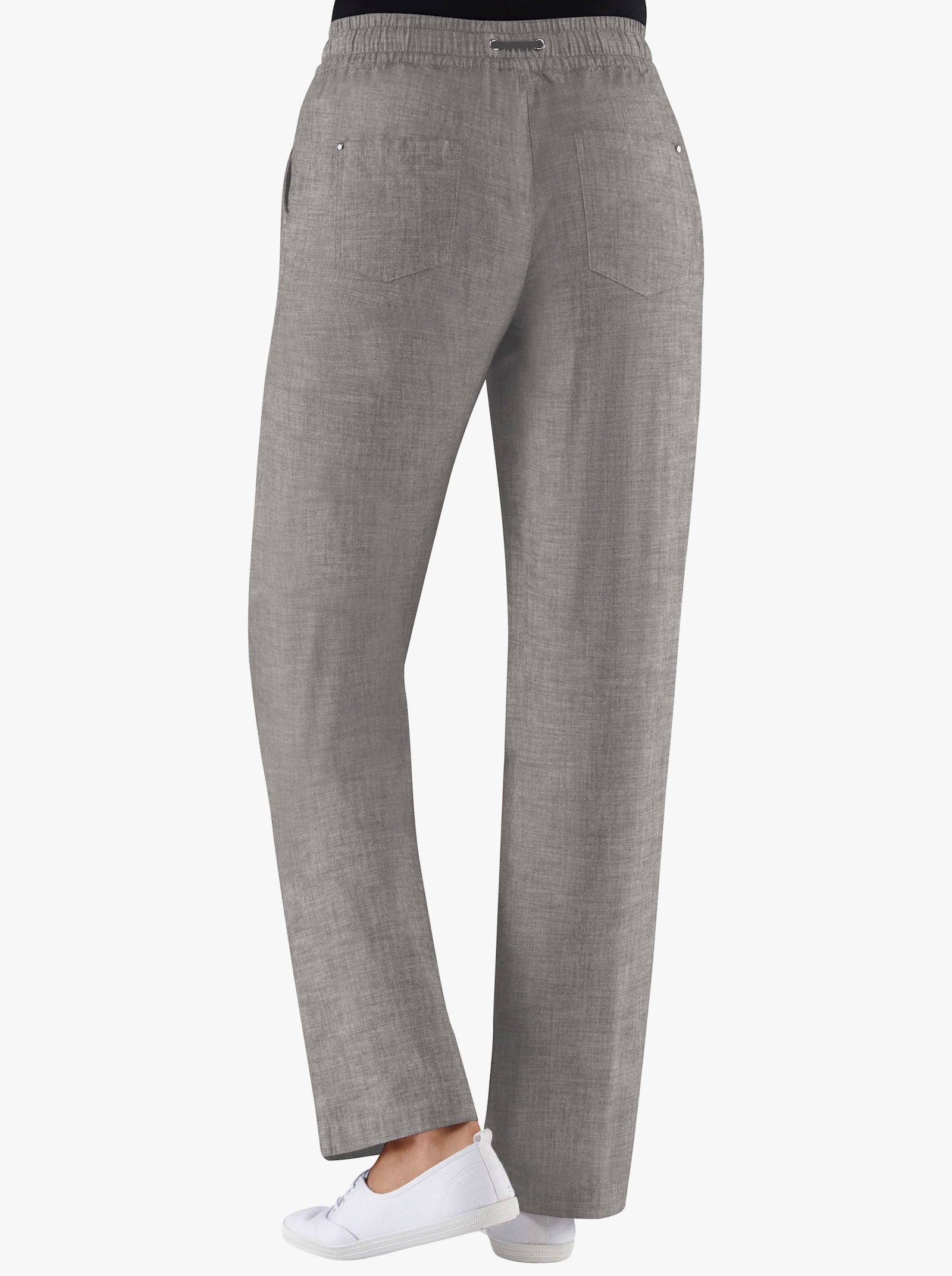 Bootcut-broek met comfortband en tunnelkoord - taupe