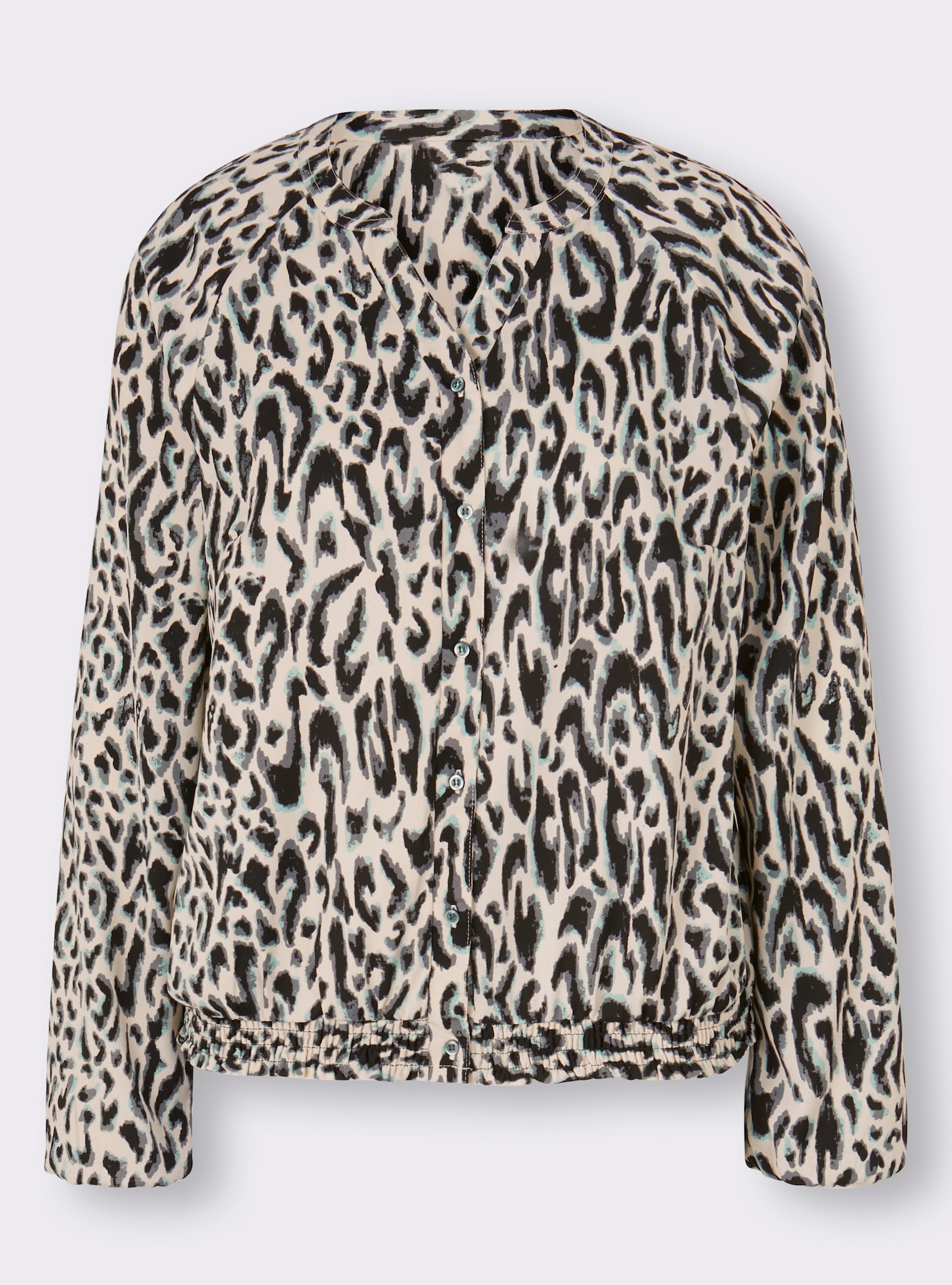 heine Druckbluse mit Smok-Bund - kalkmint-sand-bedruckt