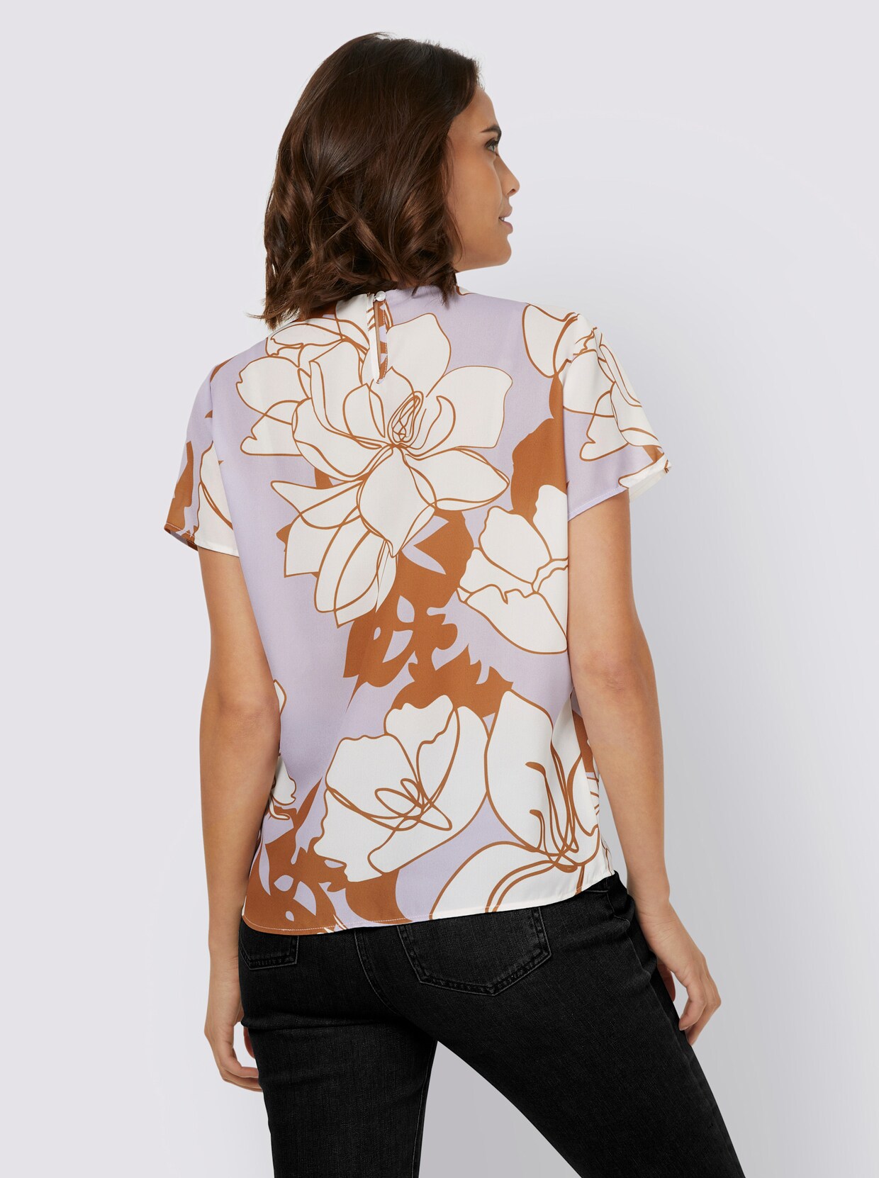 heine Druckbluse - flieder-ecru-bedruckt