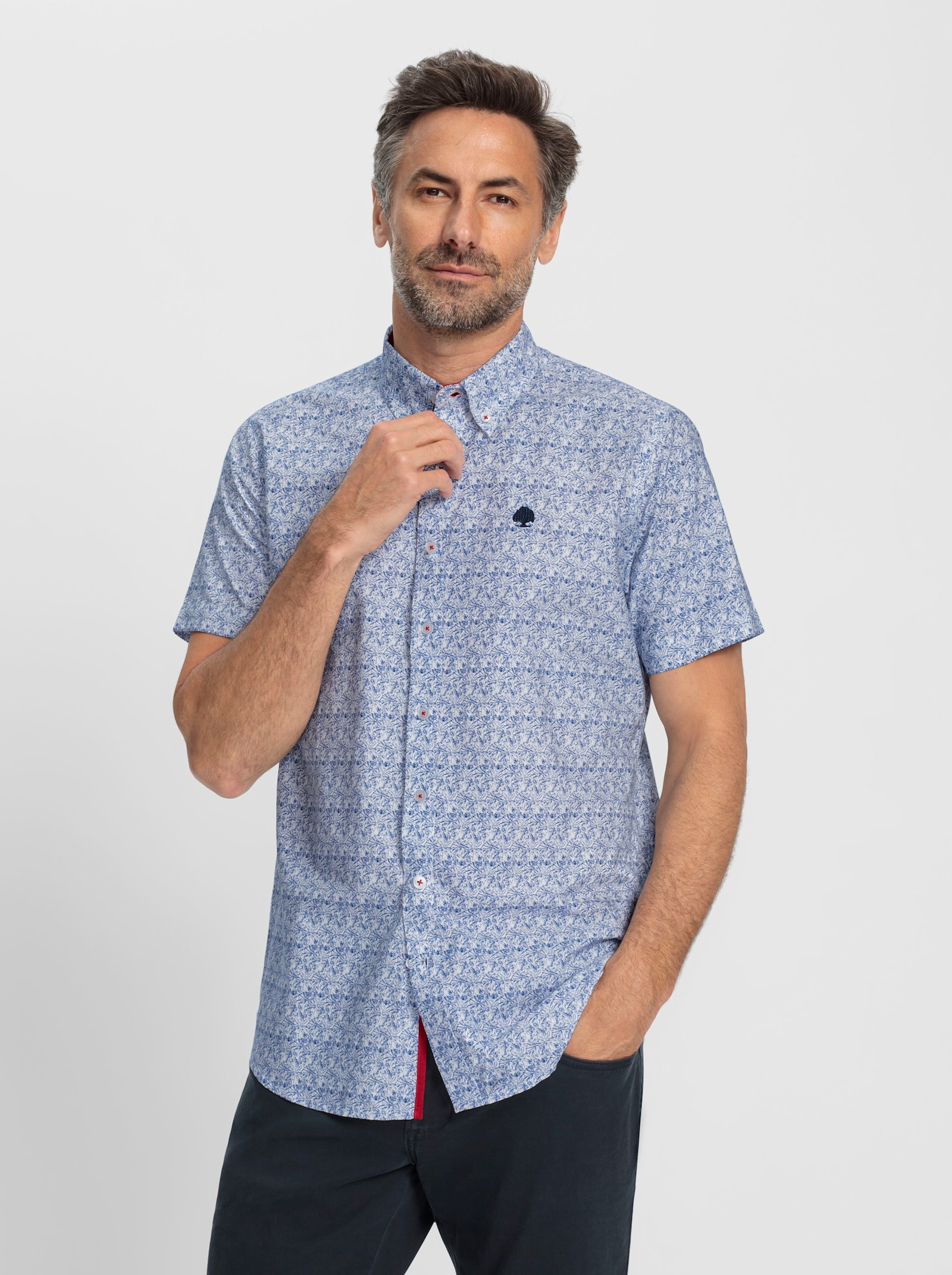 Catamaran Košile s krátkým rukávem - džínová modrá-bílá-vzor