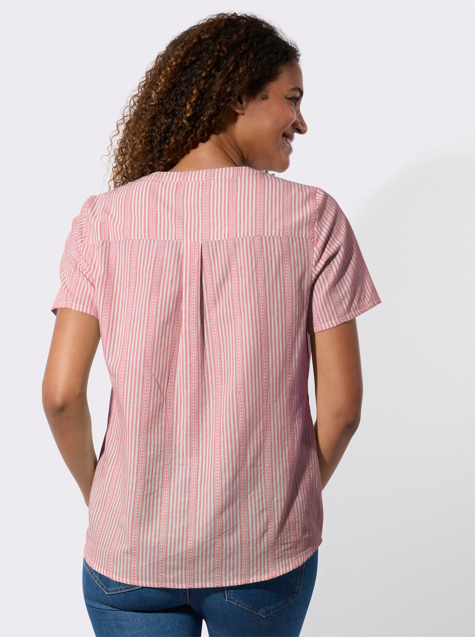 Gestreifte Bluse in Schlupfform - flamingo-gestreift