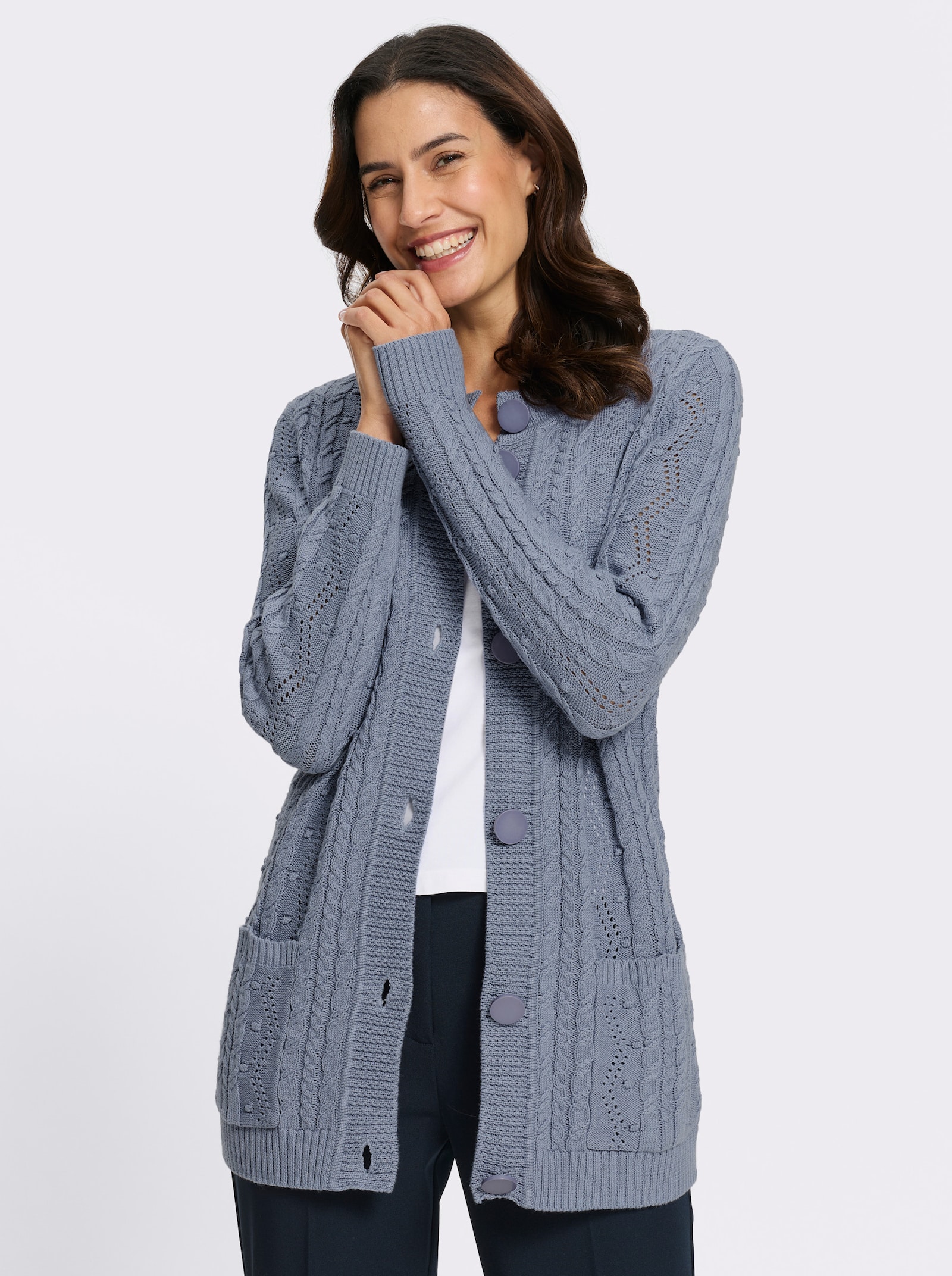 Strickjacke - taubenblau