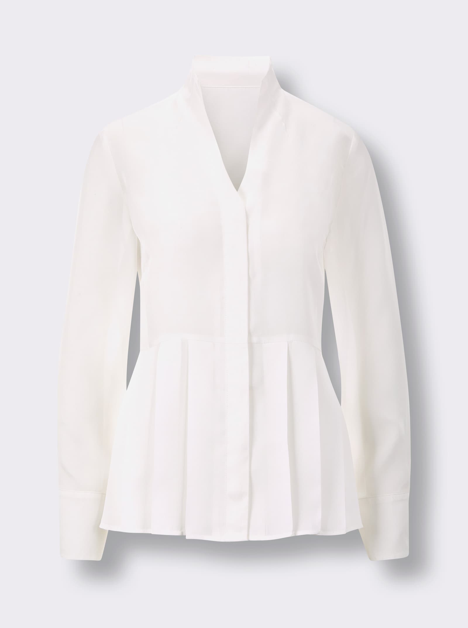 CREATION L PREMIUM Bluse mit Stehkragen und 30% Seiden-Anteil - ecru