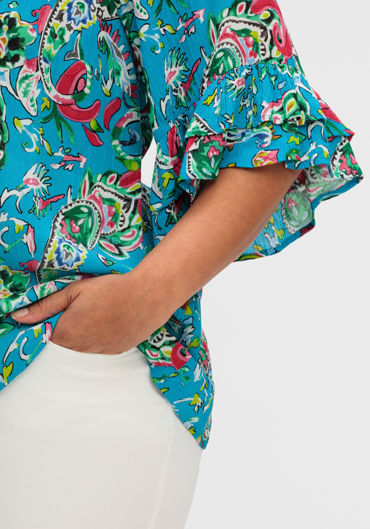sheego by Joe Browns Crinklebluse - blau gemustert