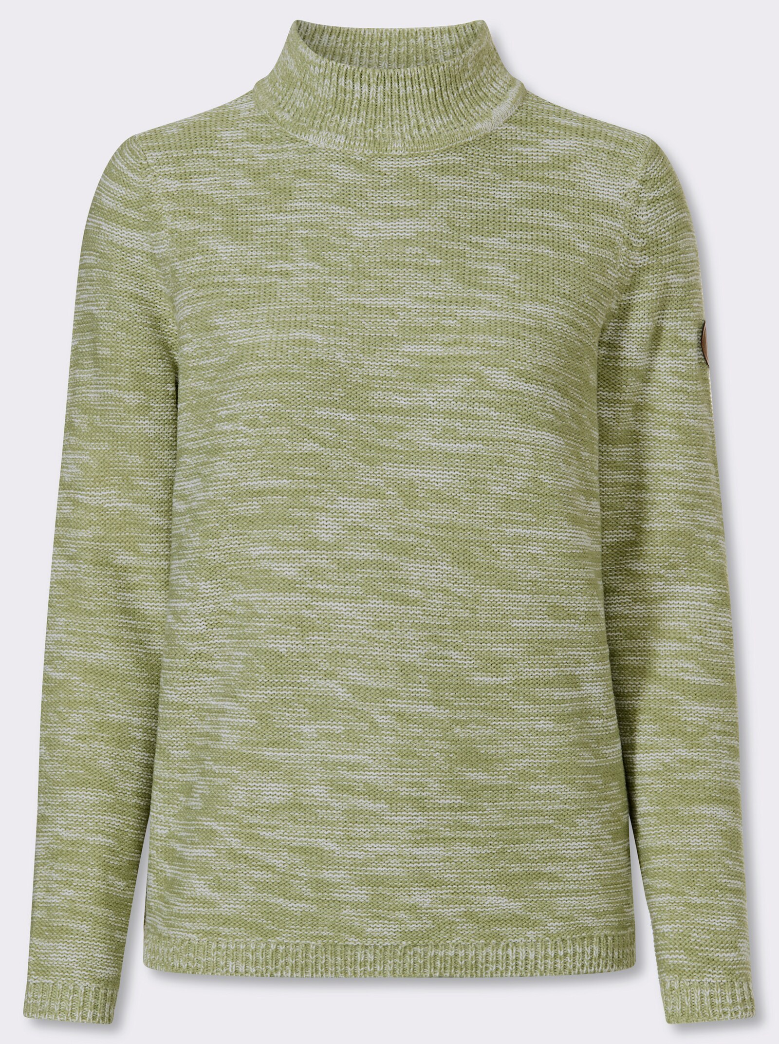 Stehkragenpullover aus Melange-Strick - schilf-meliert