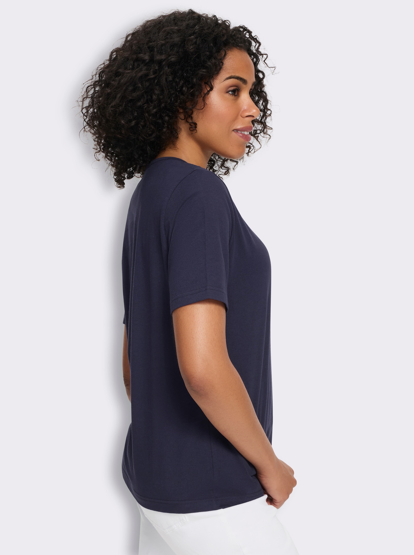 Shirt met korte mouwen en maritieme print - marine/wit