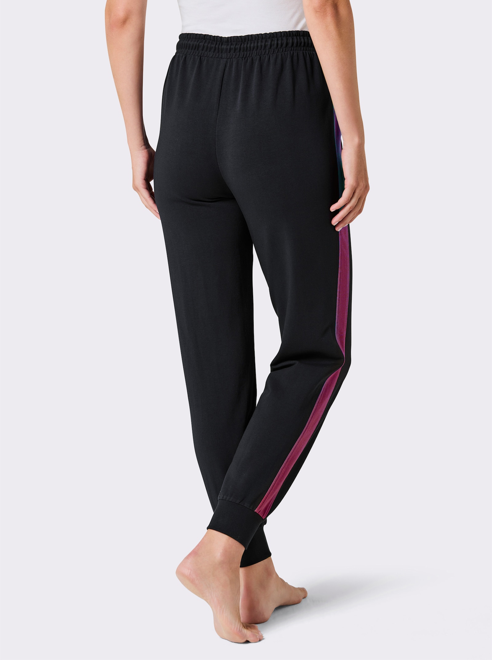 feel good Pantalon à ceinture élastique - noir-mauve