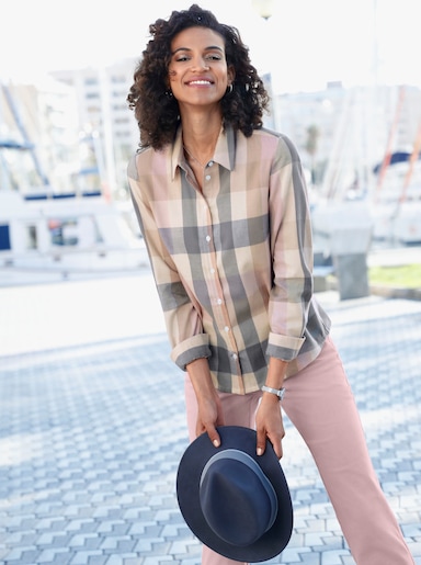 Geruite blouse - roze/taupe geruit