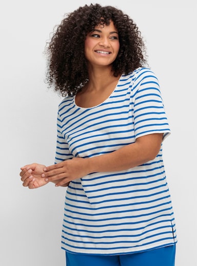 sheego Rundhalsshirt - ecru-gestreift