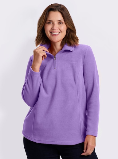 Fleeceshirt mit Troyerkragen - flieder