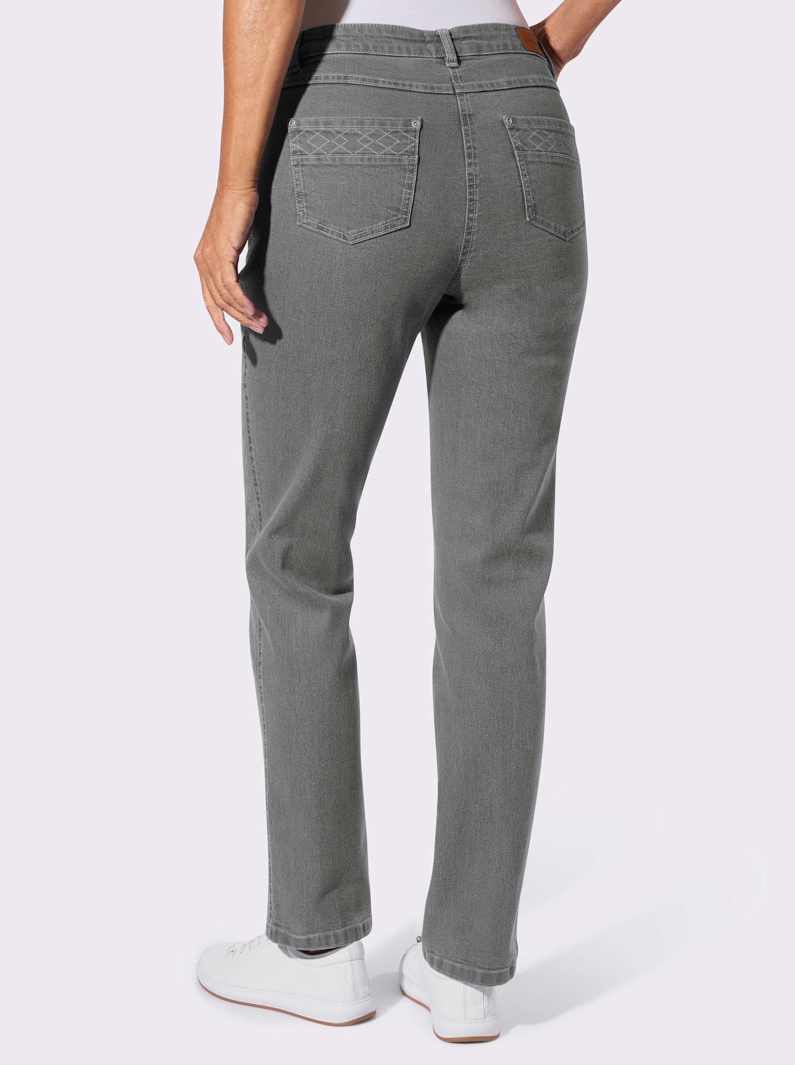 Jeans mit seitlichem Laser-Druckmuster - light grey-denim