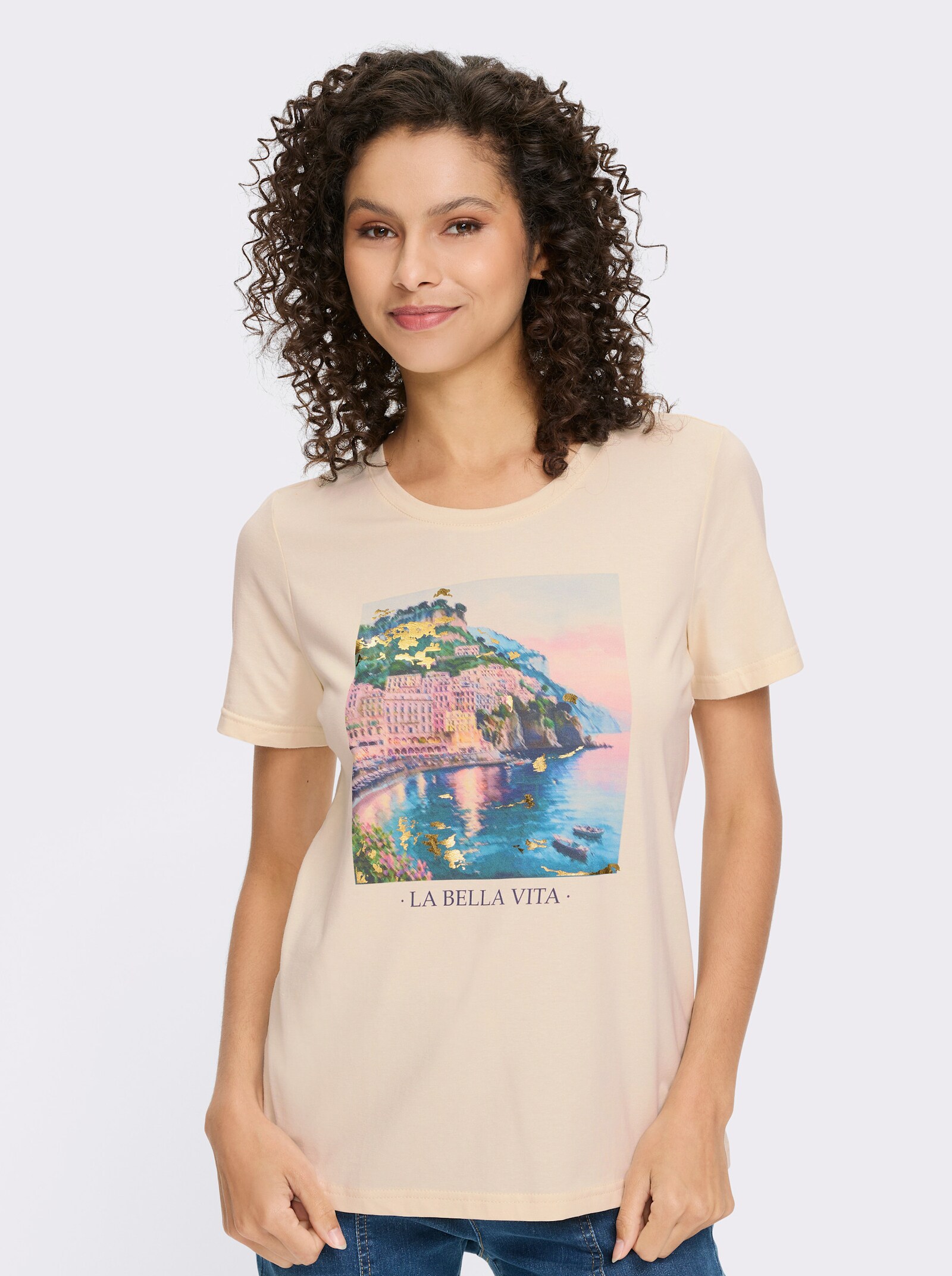 heine T-shirt à manches courtes avec imprimé feuille - couleur ivoire