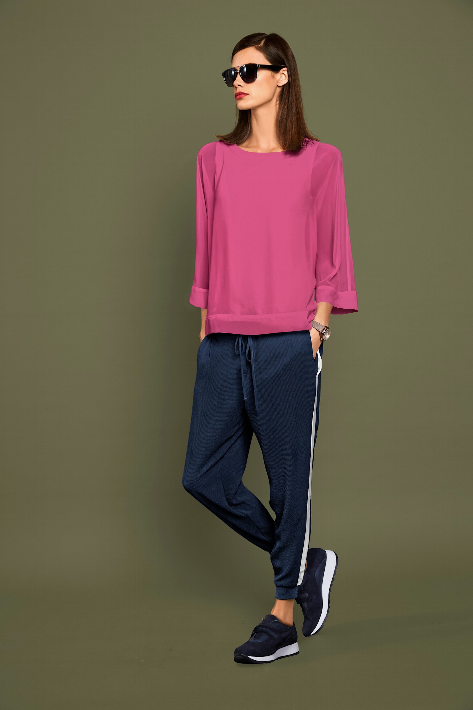 heine Blusenshirt mit Fledermausärmeln - pink