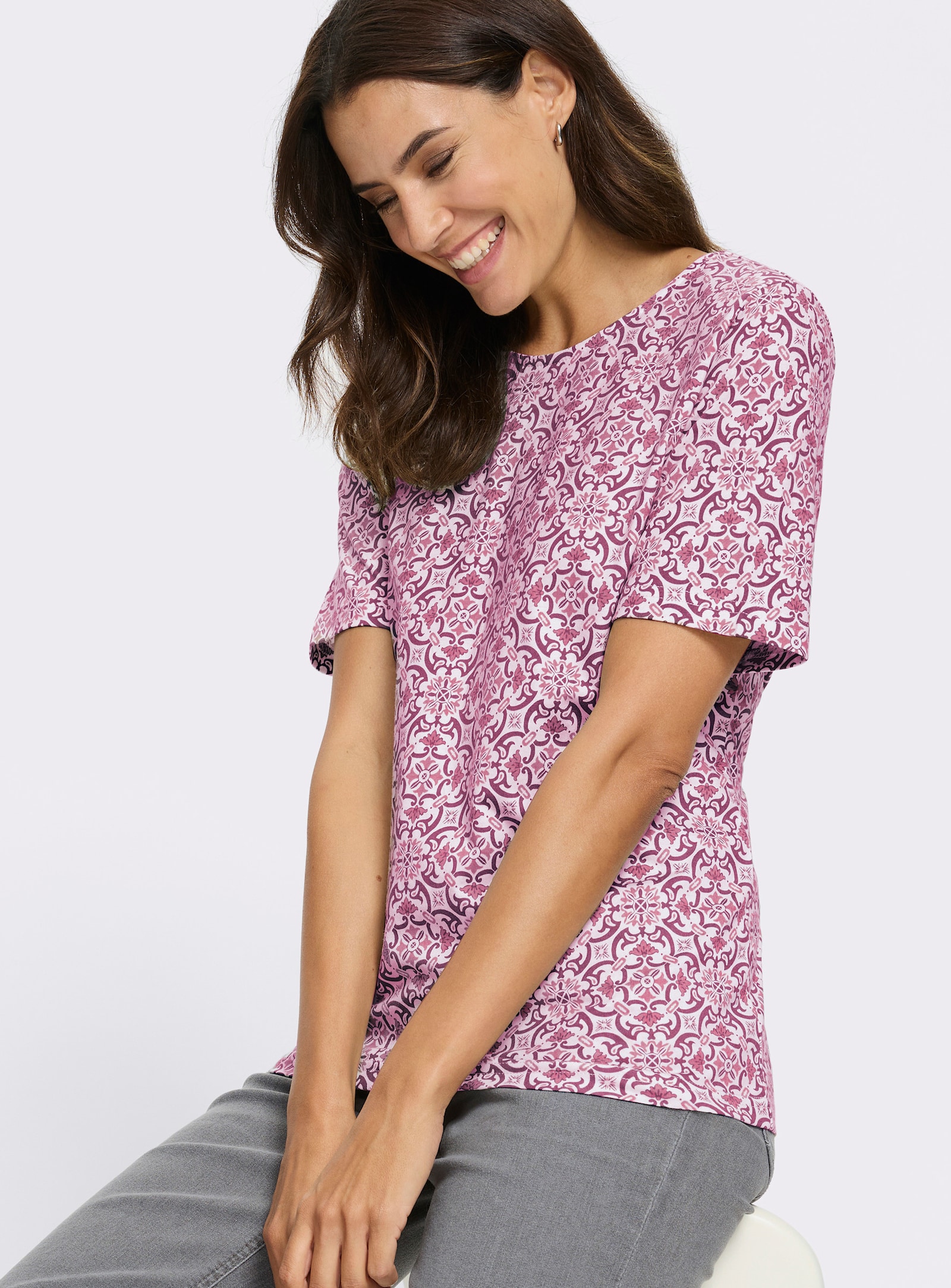 Print-Shirt in Baumwoll-Modal-Mischung - ecru-erika-bedruckt