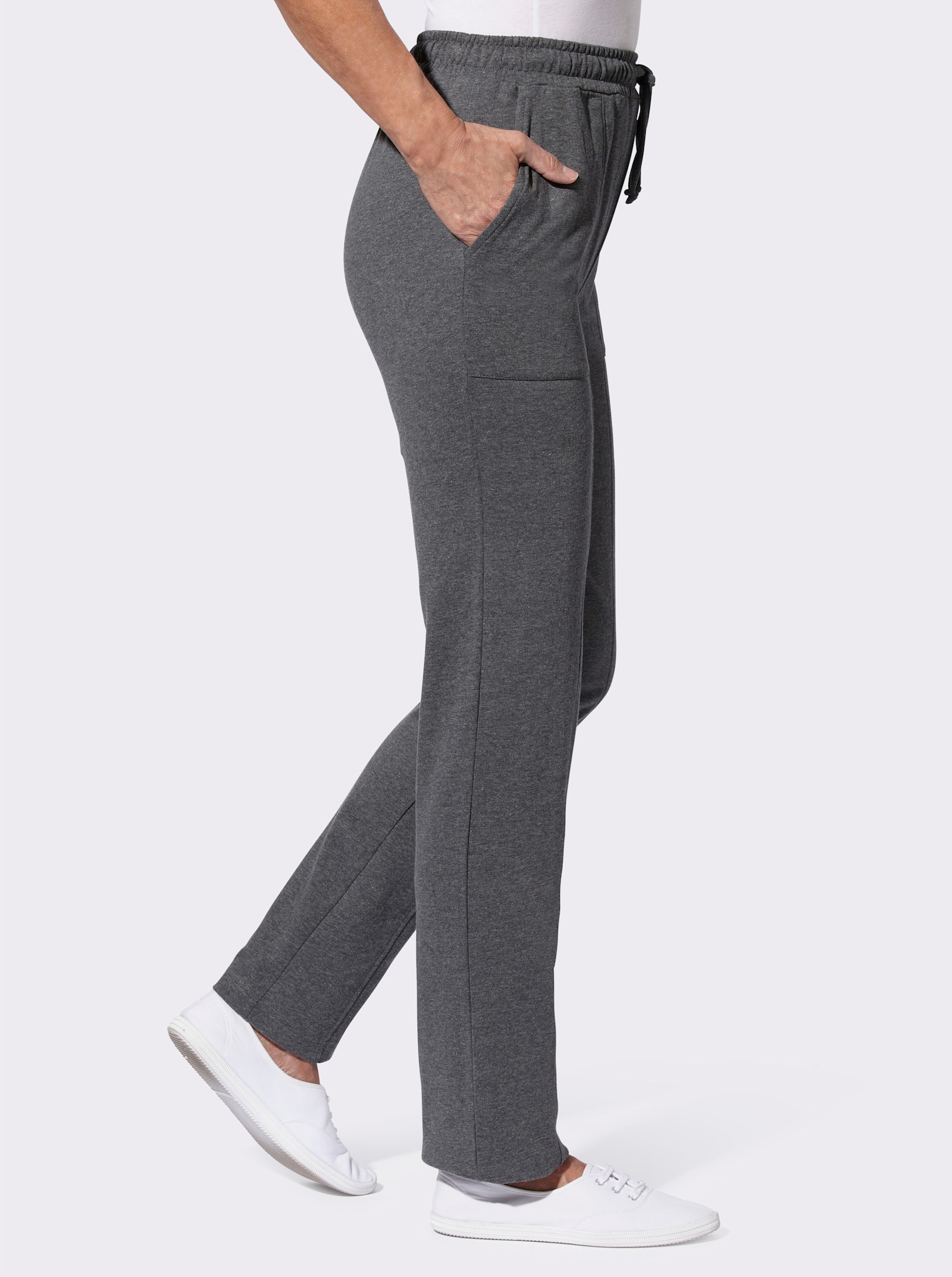 Jerseyhose innen angeraut - anthrazit-meliert