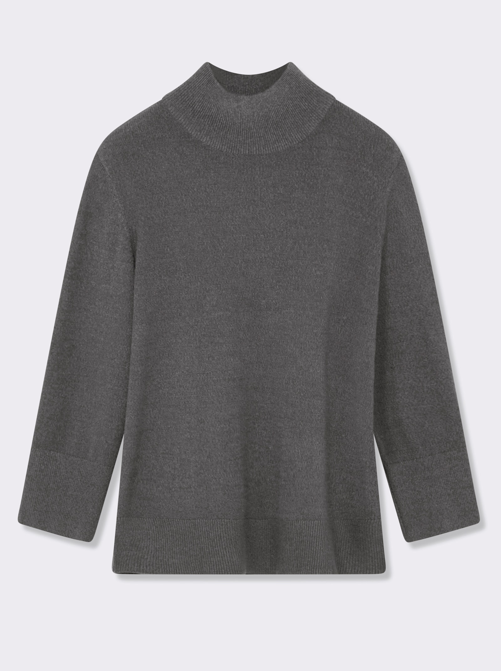 sheego Pullover mit Melangegarn - grau-anthrazit-meliert
