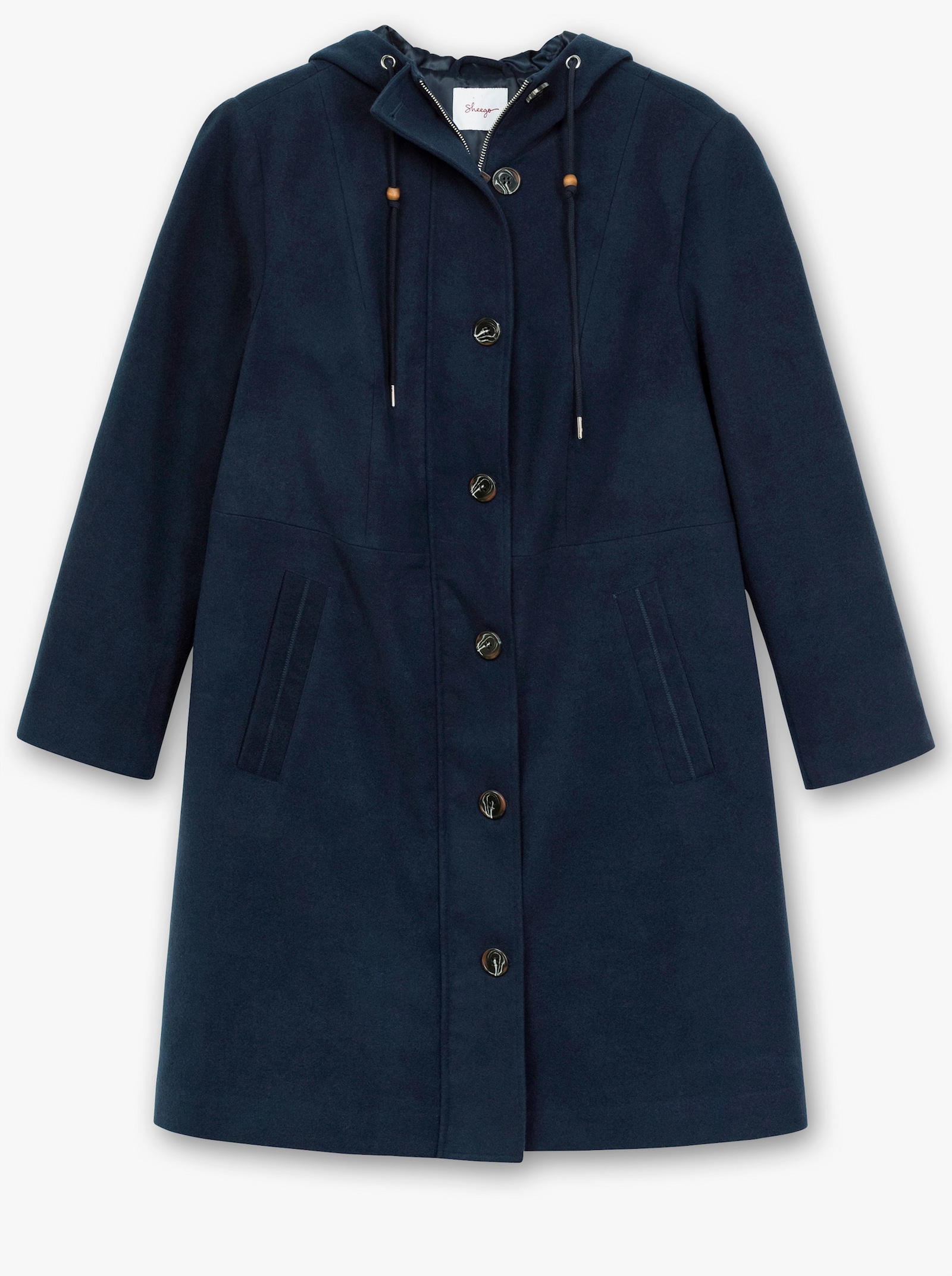 sheego Winterjas in lichte A-lijn - nachtblauw