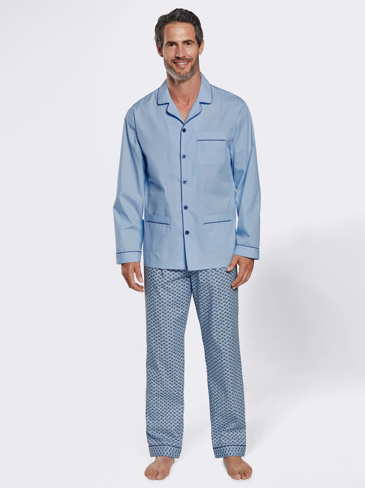 KINGsCLUB Pyjama - hellblau-gemustert