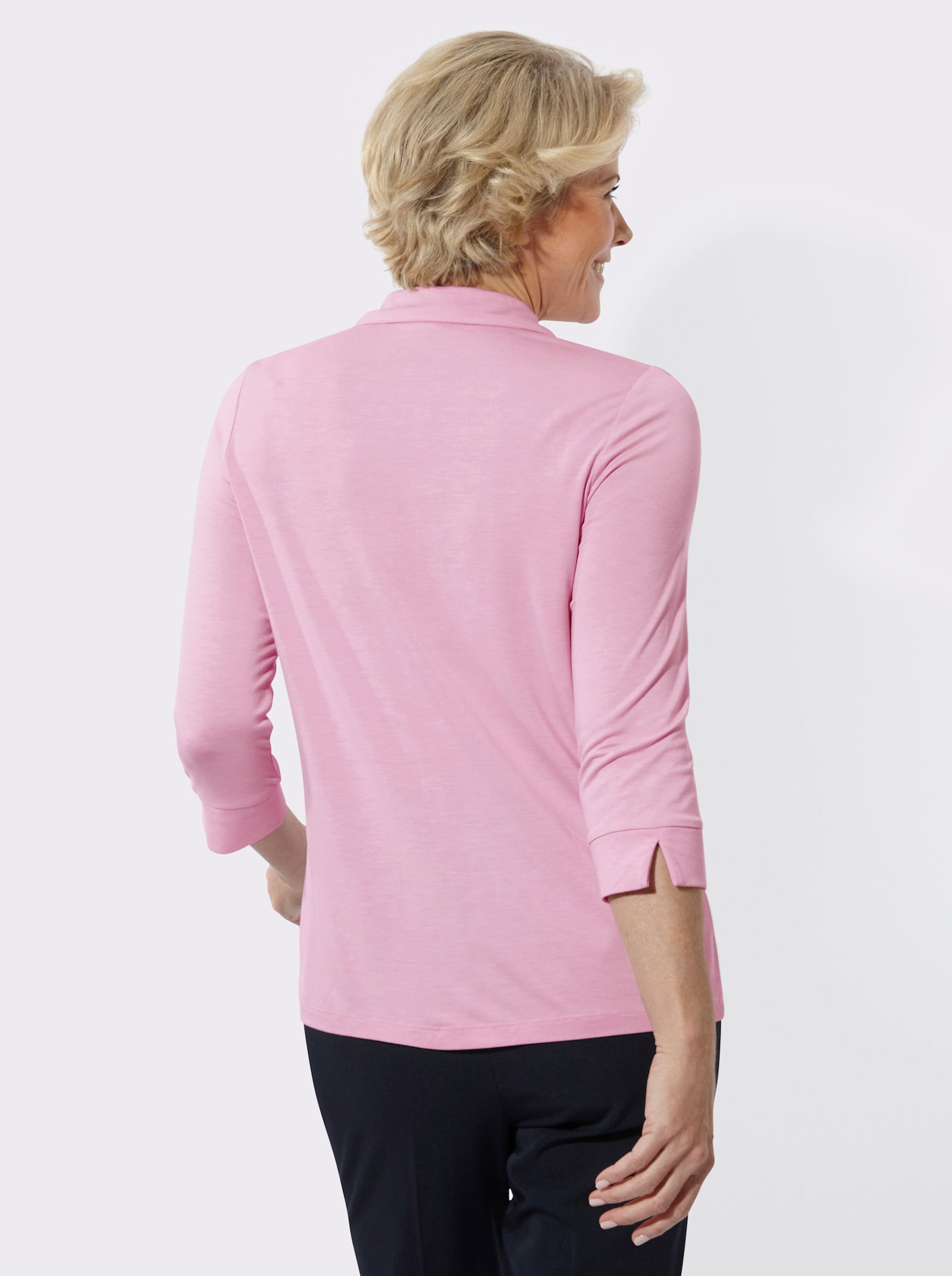 Poloshirt mit Glitzersteinchen - rosé