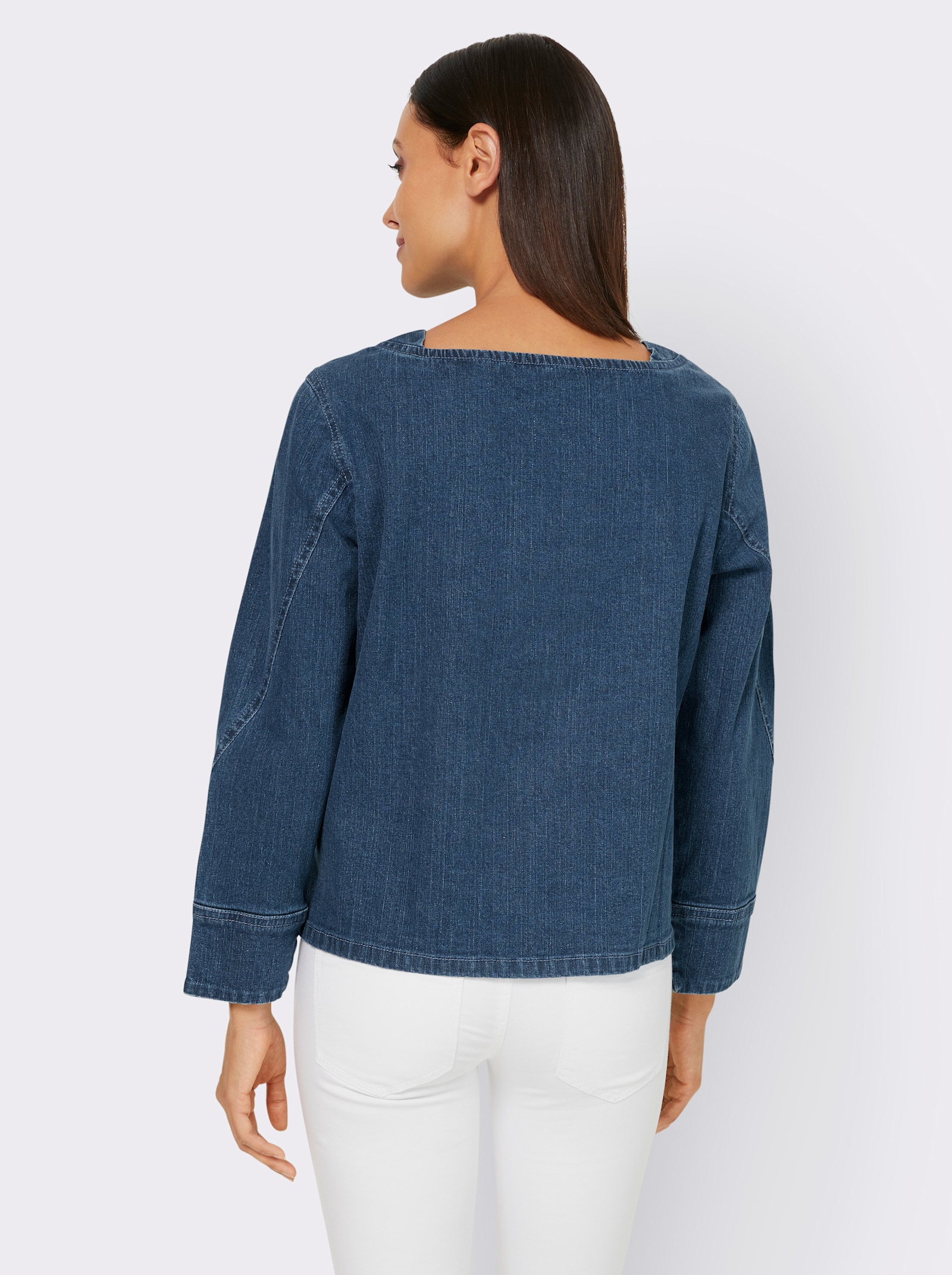 heine Jeansbluse mit Carré-Ausschnitt - blue-stone-washed