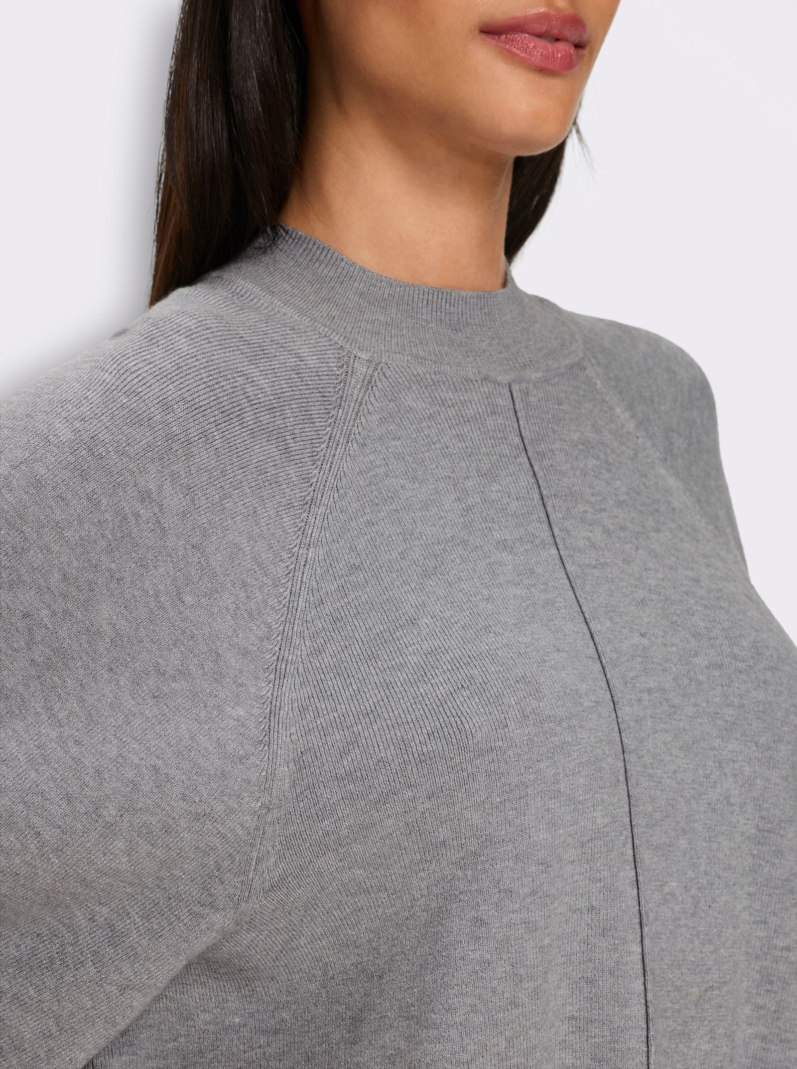 heine 3/4 Arm-Pullover mit Stehkragen - steingrau-meliert