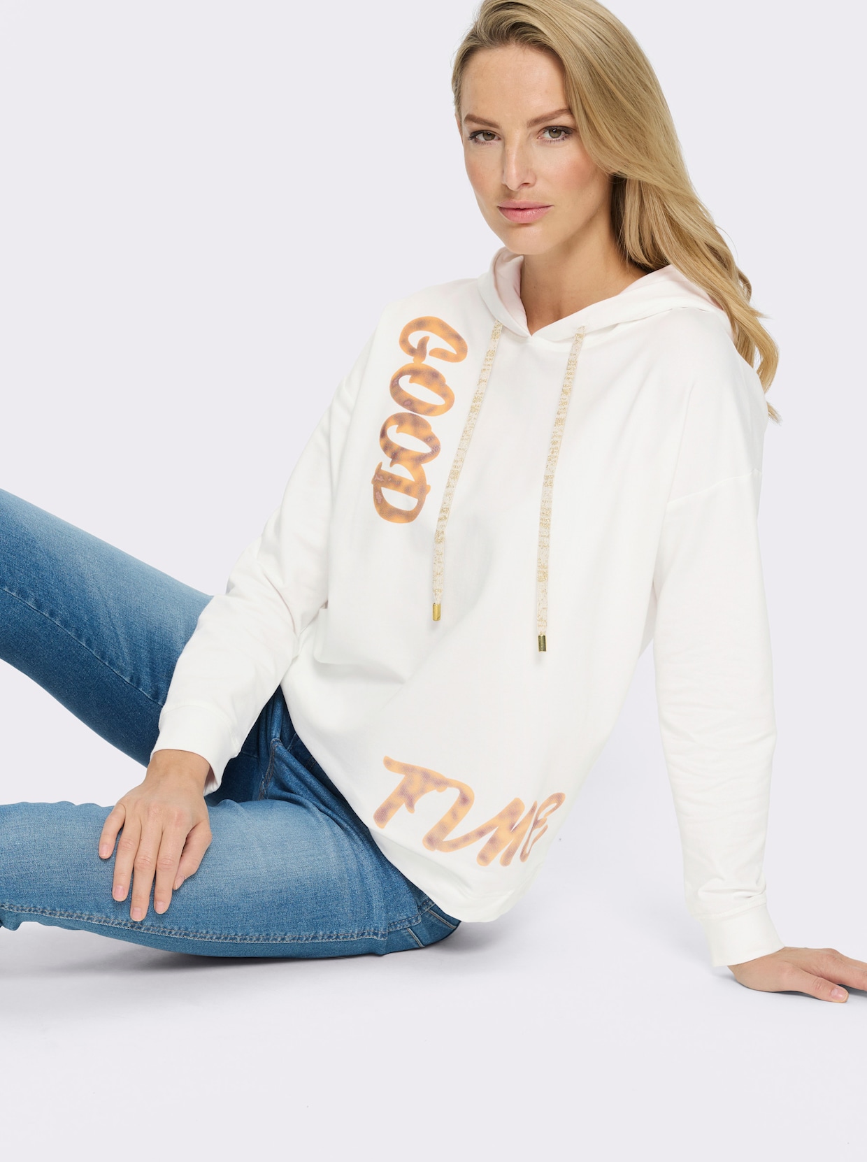 heine Sweatshirt mit Schriftzug - ecru