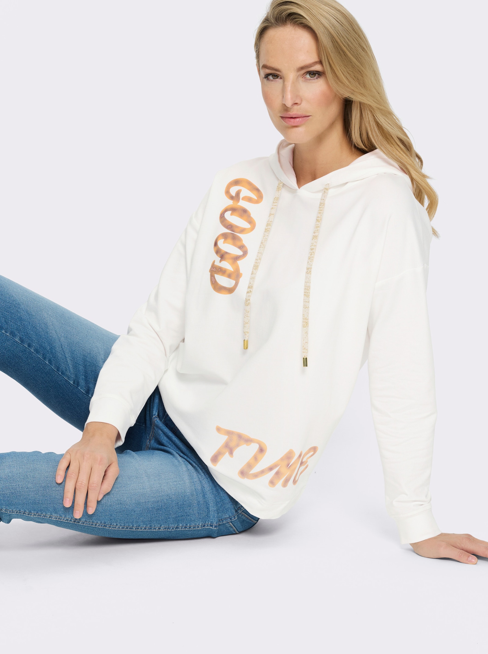 heine Sweatshirt mit Schriftzug - ecru