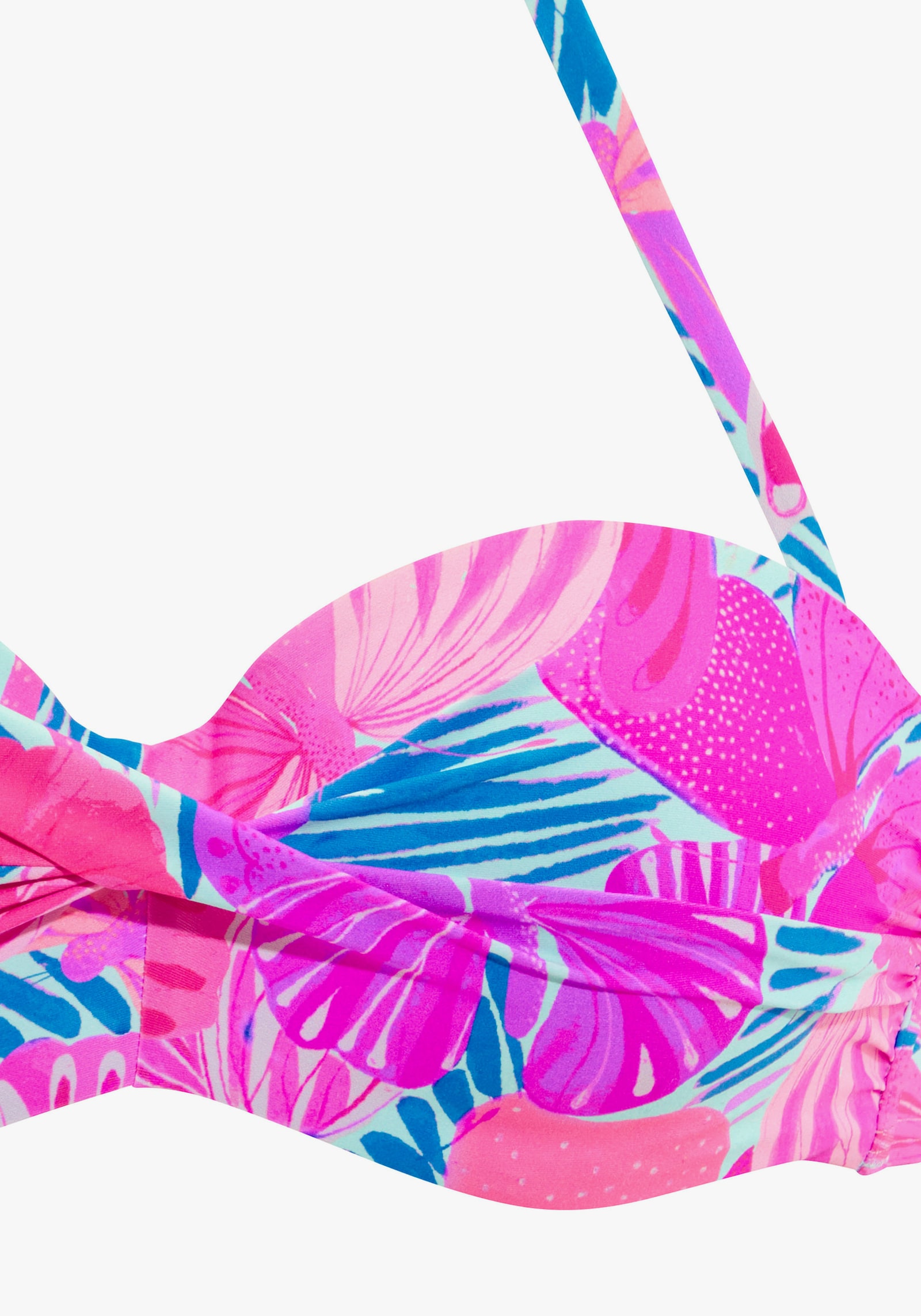 Sunseeker Bügel-Bandeau-Bikini-Top - pink-blau bedruckt