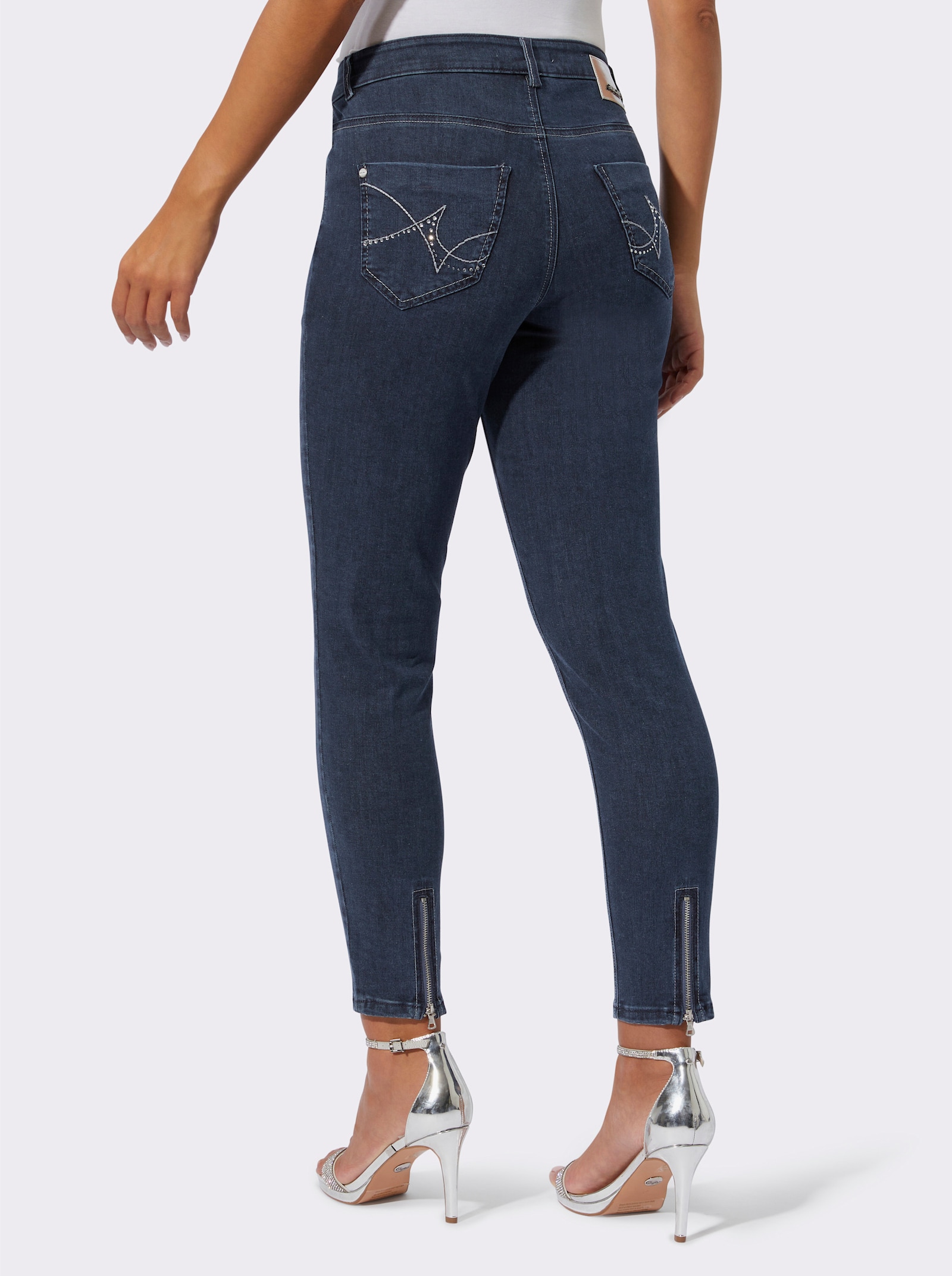 7/8-Jeans mit Reißverschluss am Bein - blue-stone-washed