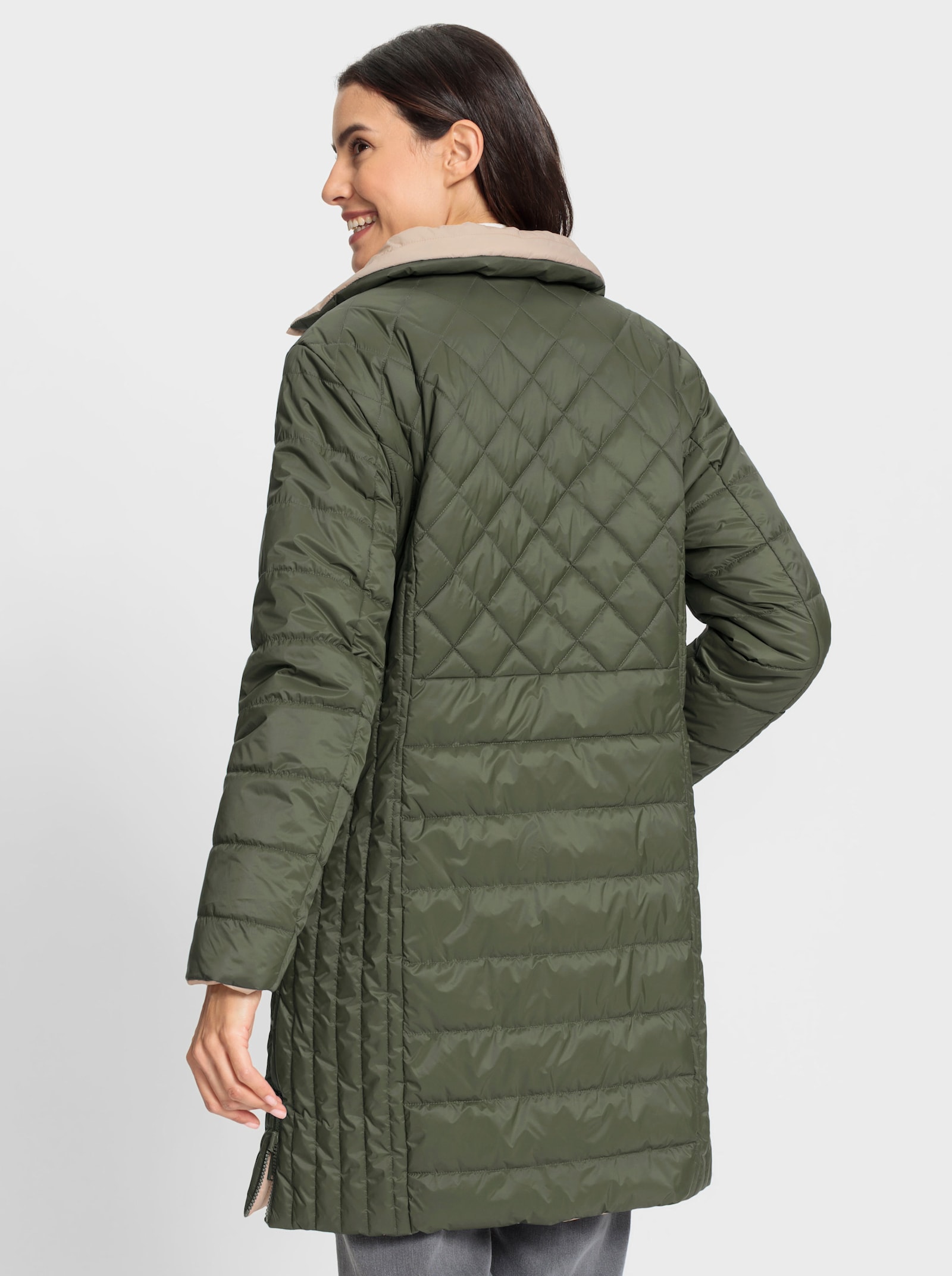 Steppmantel zum Wenden - khaki