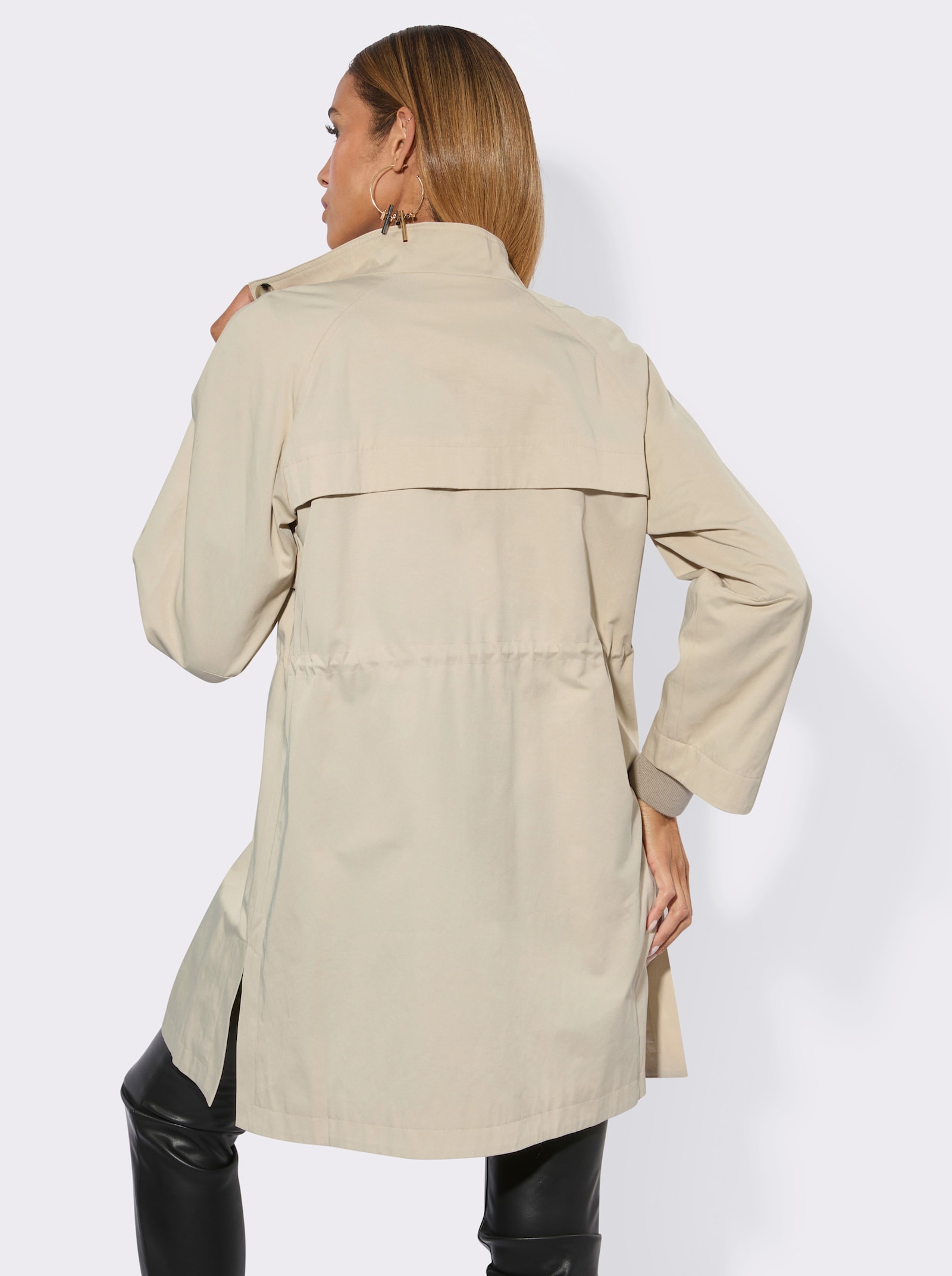 Kurzmantel im Trenchcoat-Style - sand