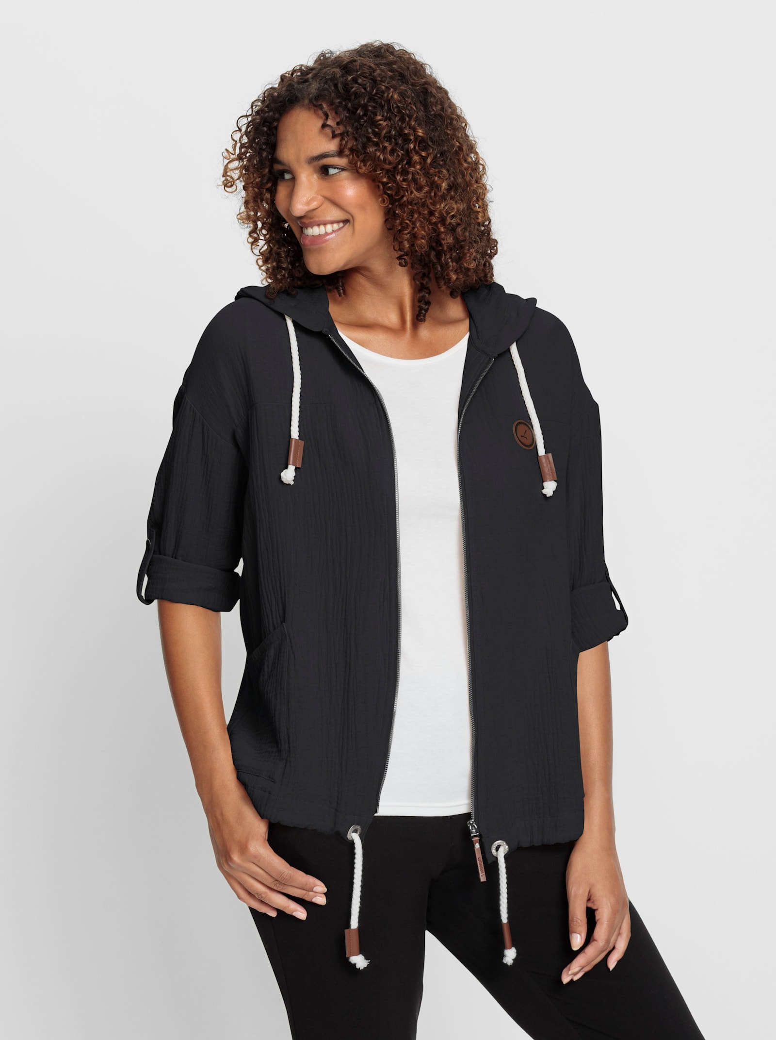 Blusenjacke in Musselin-Qualität - schwarz