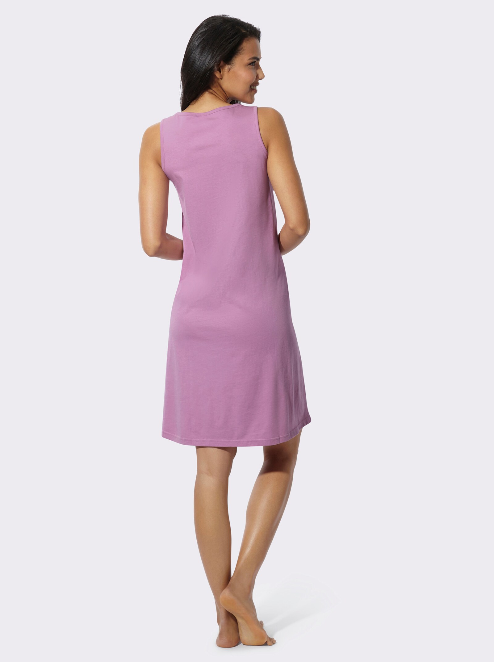 Sommerkleid in A-Form, platzierter Print - orchidee