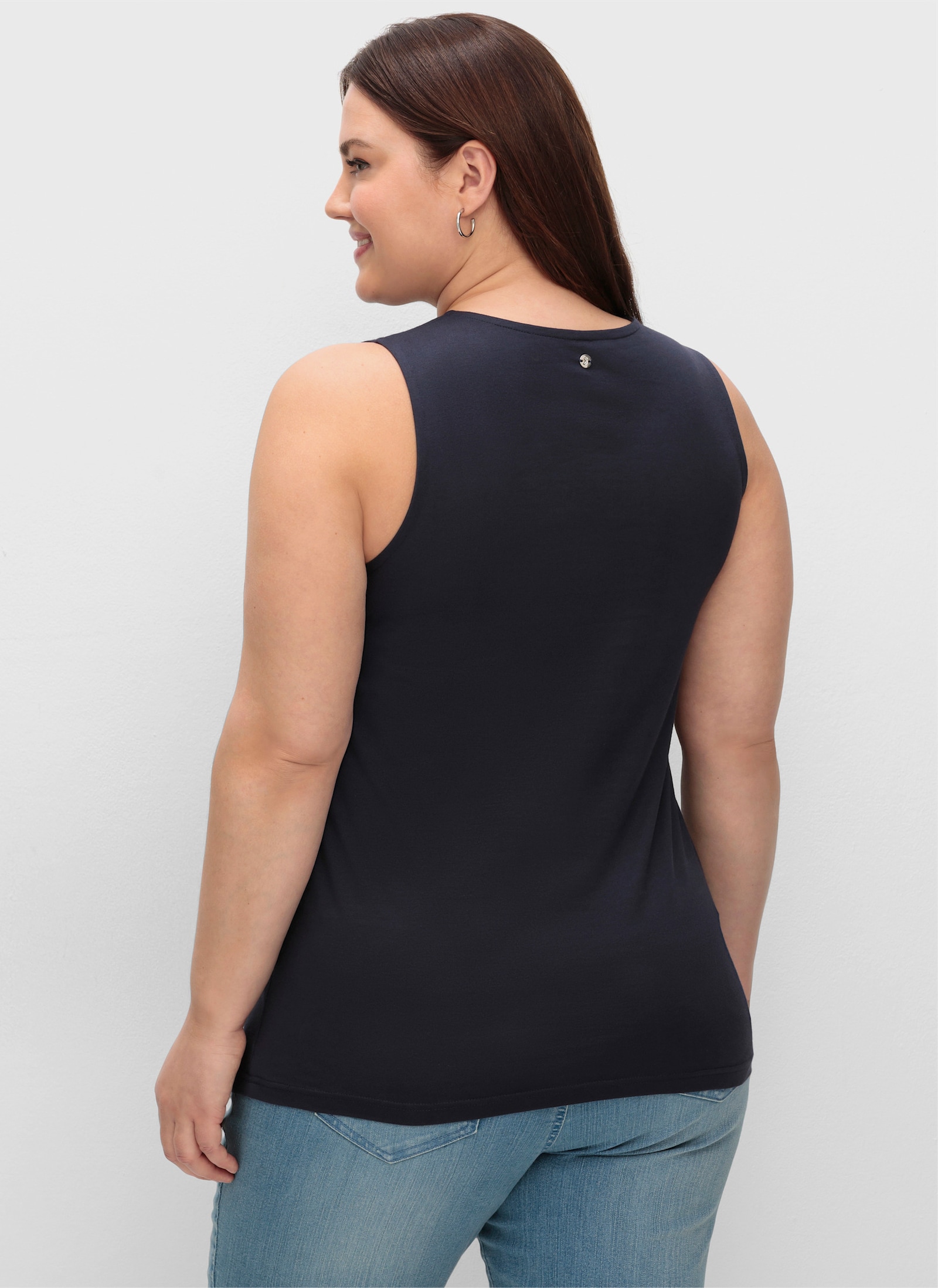 sheego Tanktop mit doppellagigem Vorderteil - tiefblau