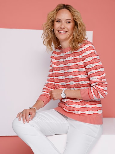 Ajourpullover - flamingo-ecru-gemustert