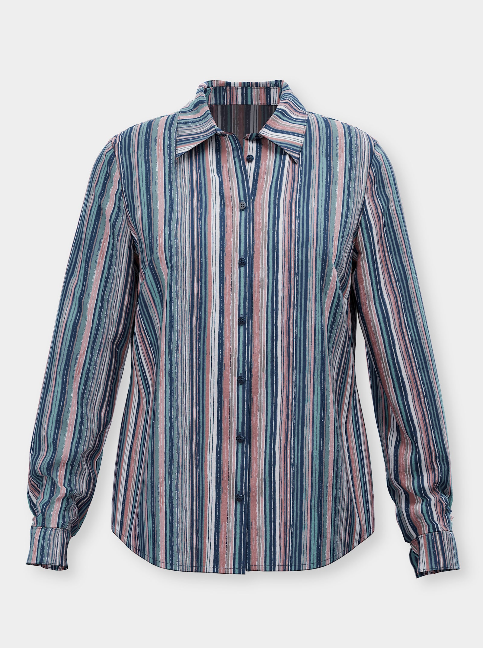 Hemdbluse im Streifenmuster - marine-rosenholz-gestreift