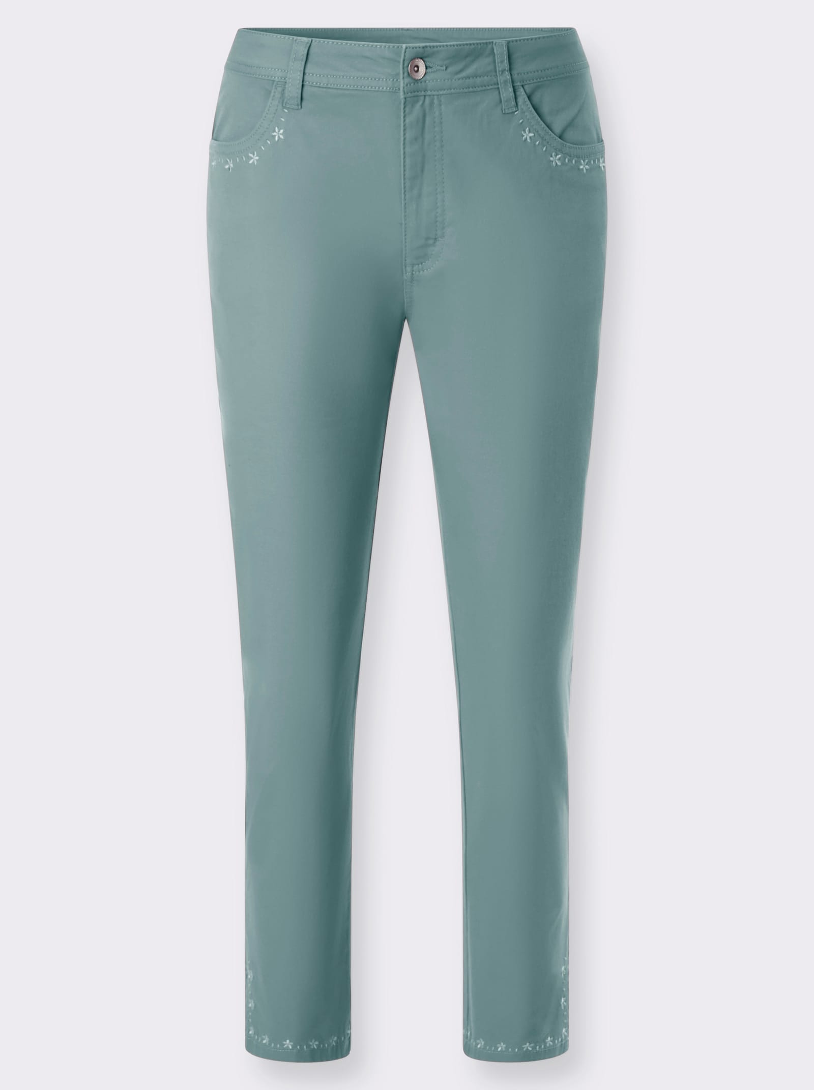 7/8-Hose mit Stickerei - jade