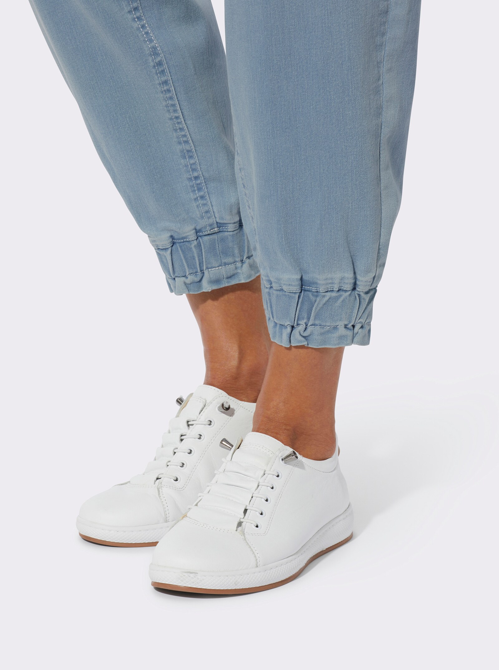 7/8-Jeans mit Elastik-Bund - blue-bleached
