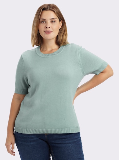 Kurzarmpullover mit Rippabschlüssen - kalkmint
