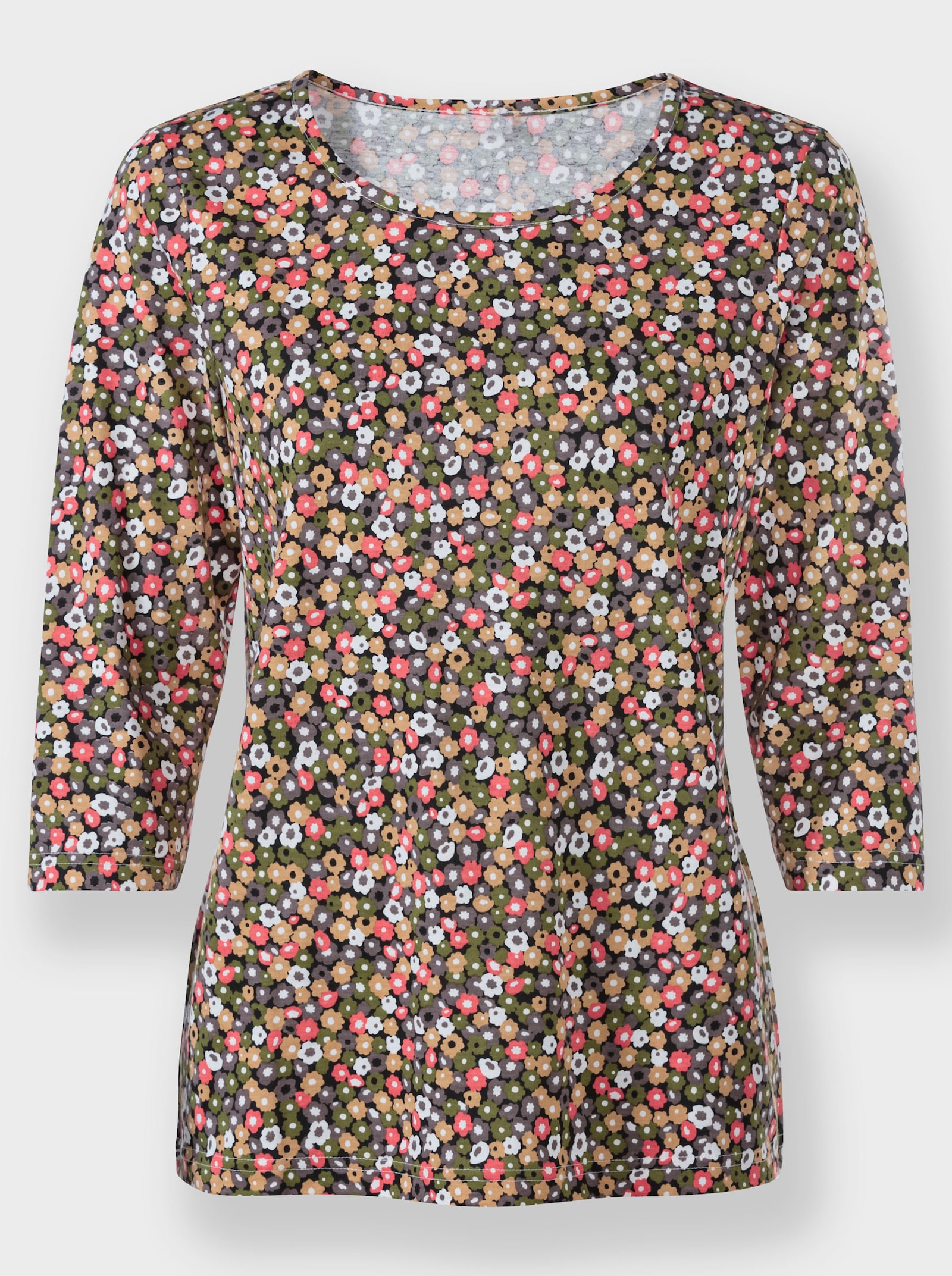 Shirt met print en ronde hals - grapefruit/olijf bedrukt