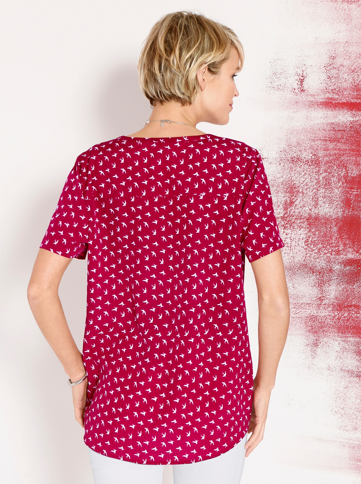 Comfortabele blouse - rood/wit