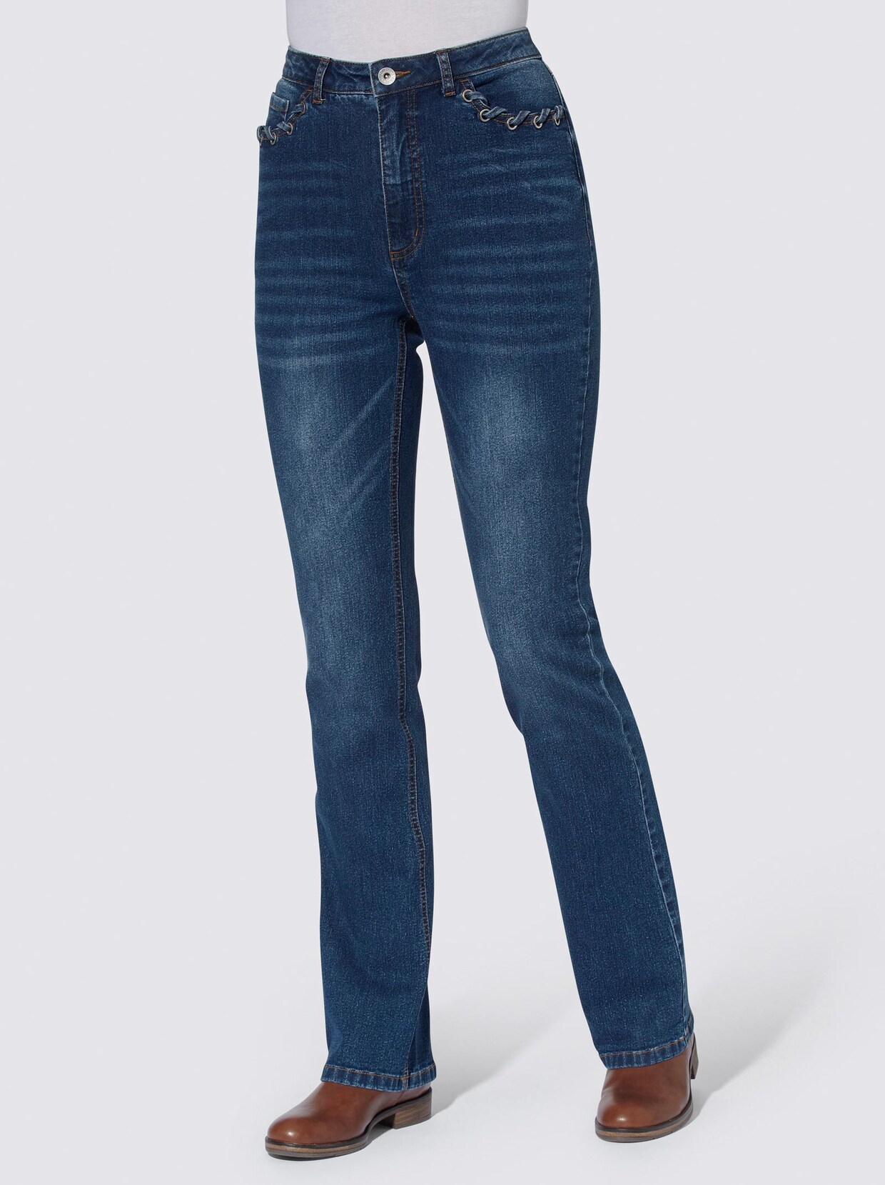 Bootcut-Jeans - blue-stone-washed