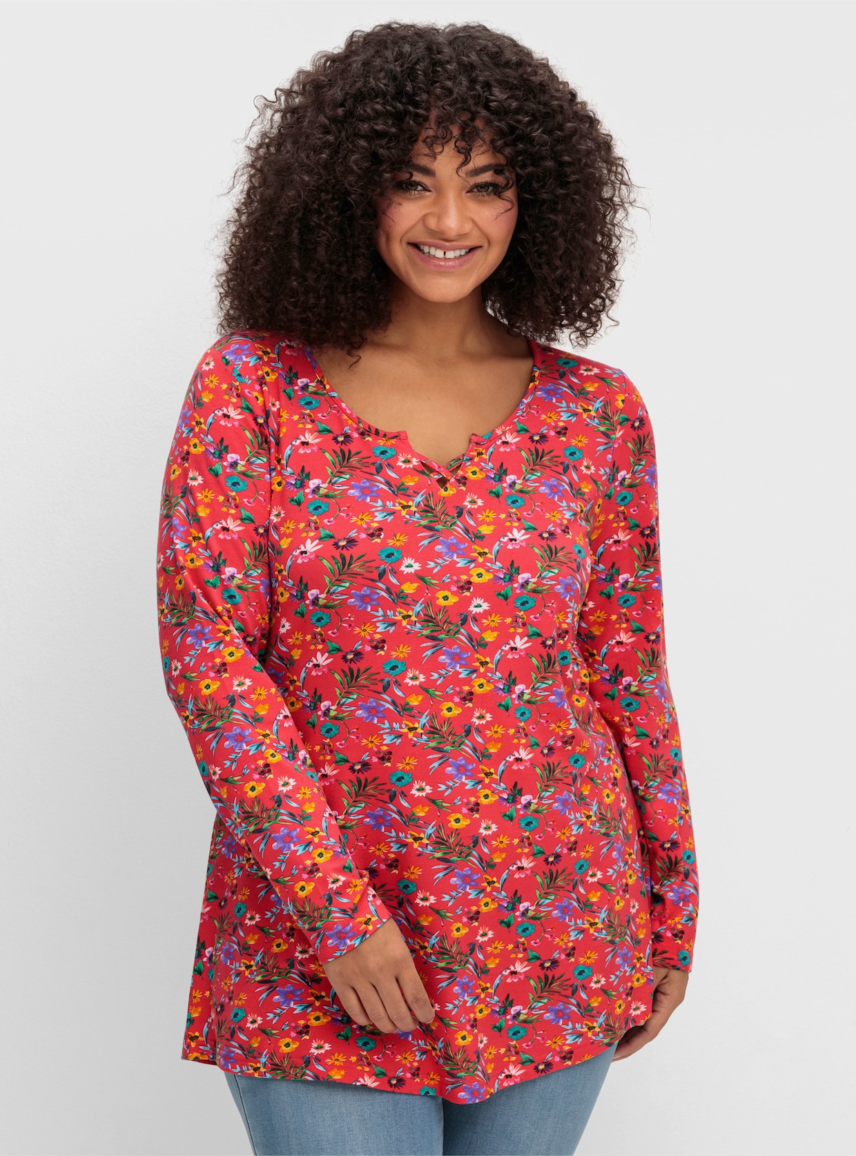 sheego by Joe Browns Lang shirt - rood gedessineerd