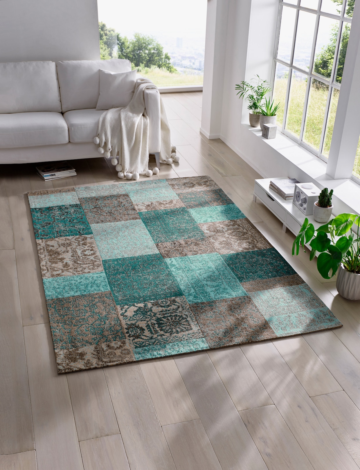 heine home Tapijt - turquoise/grijs