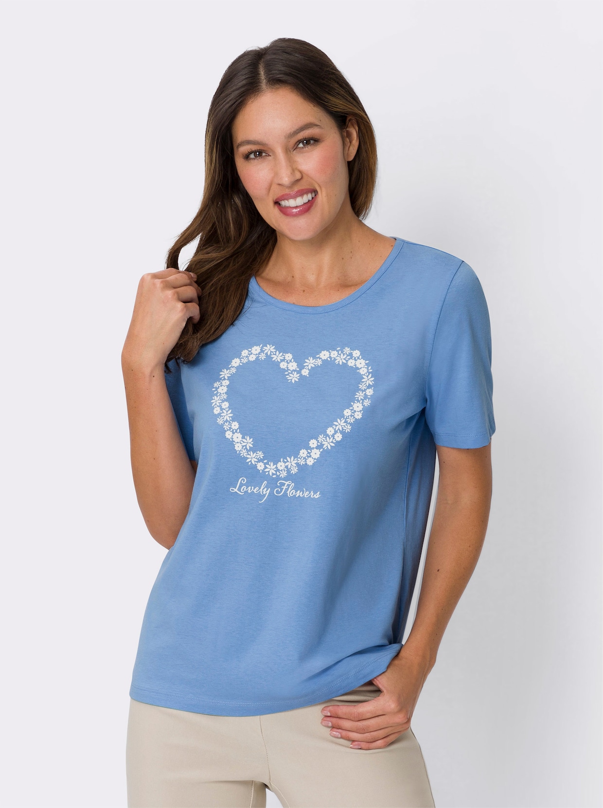 Shirt met korte mouwen - hemelsblauw/wit