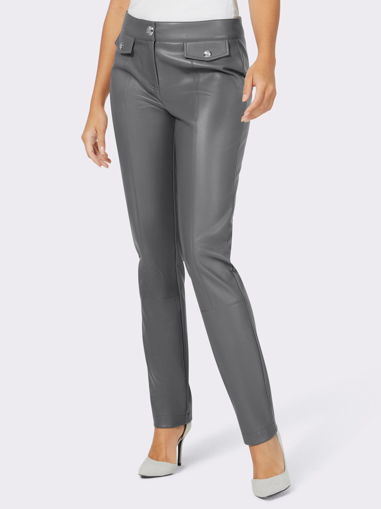 Pantalon en imitation cuir - anthracite