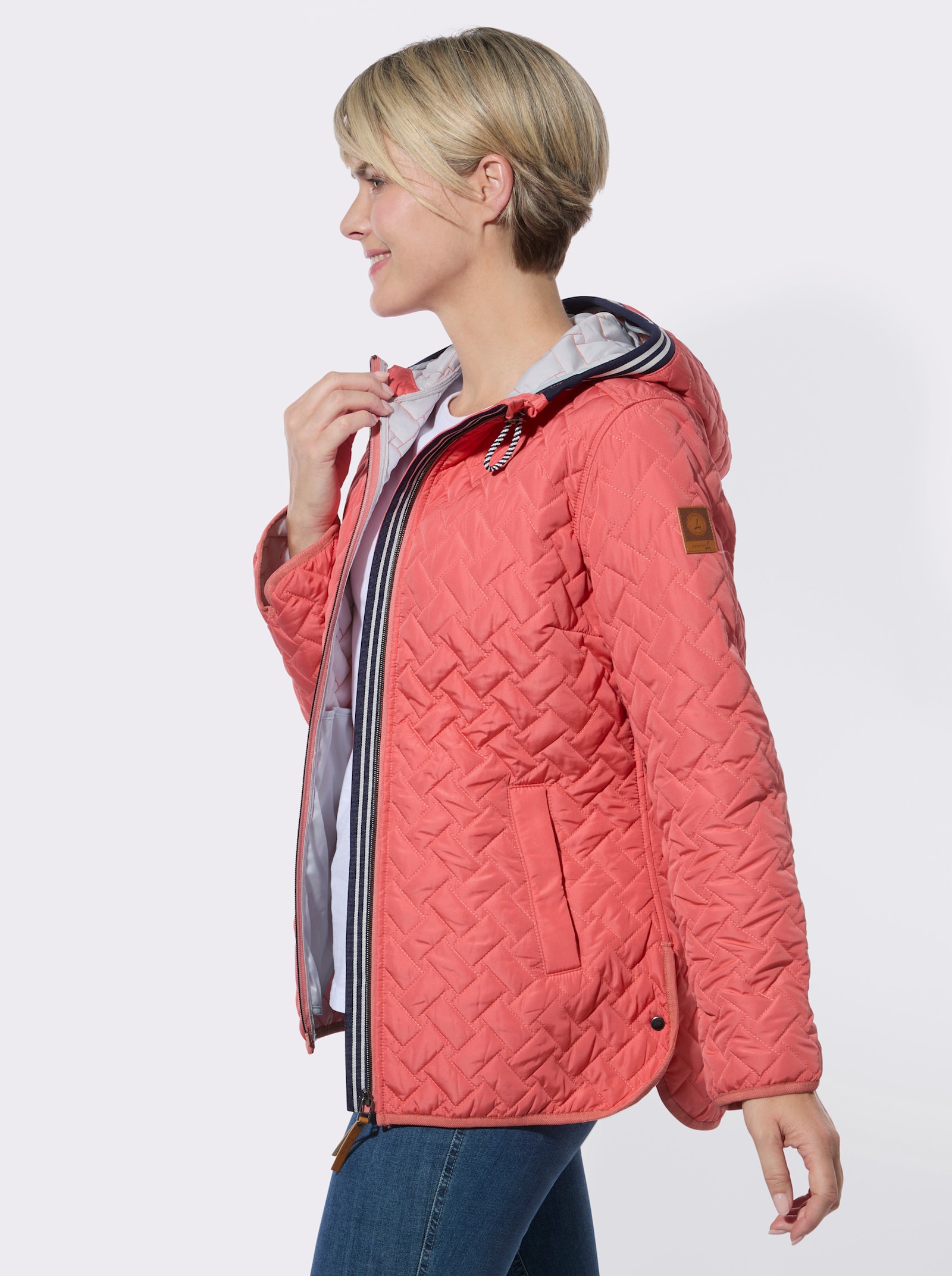Steppjacke mit Kapuze - grapefruit