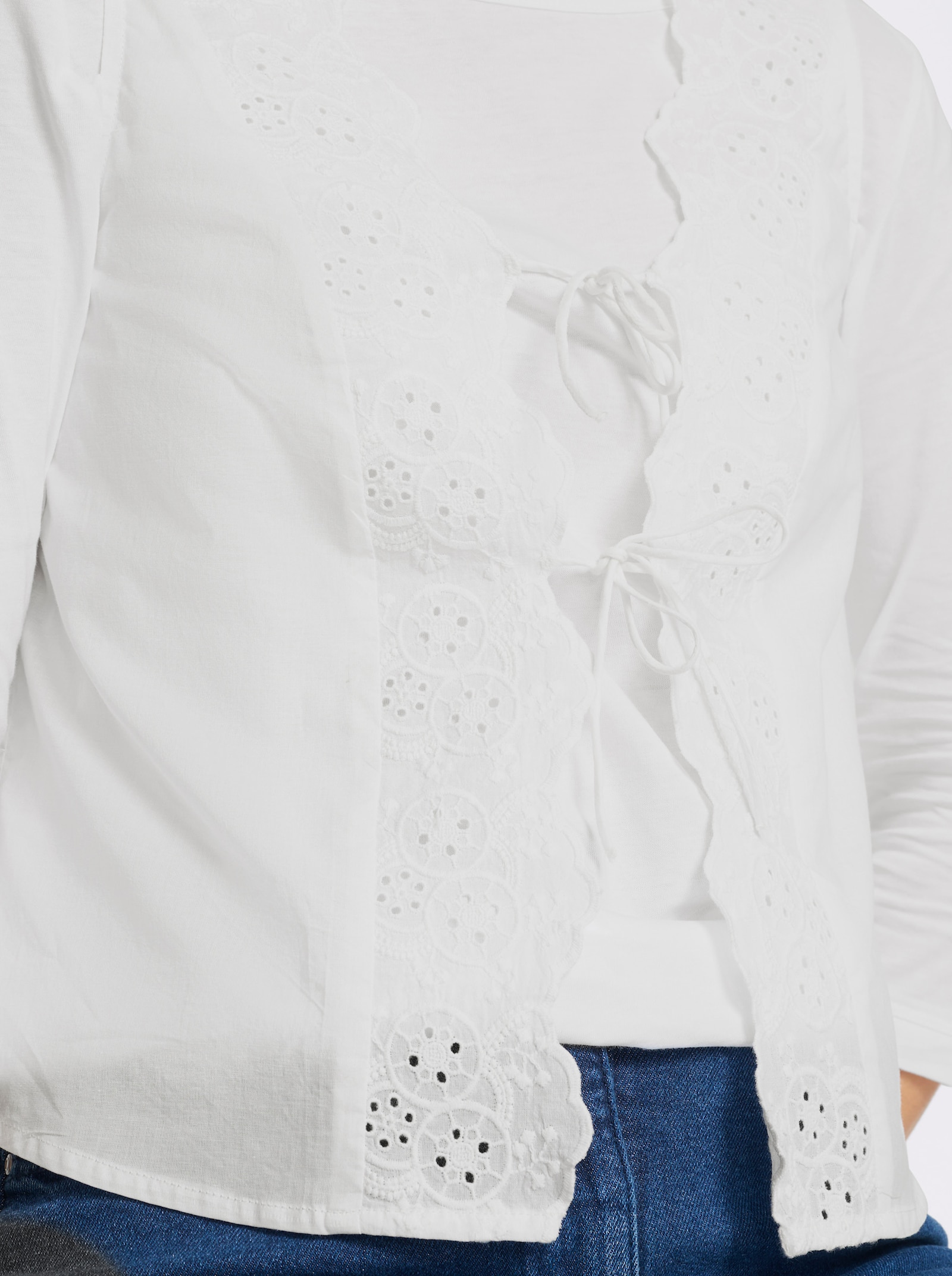 Weste mit Spitzeneinsatz vorne - ecru